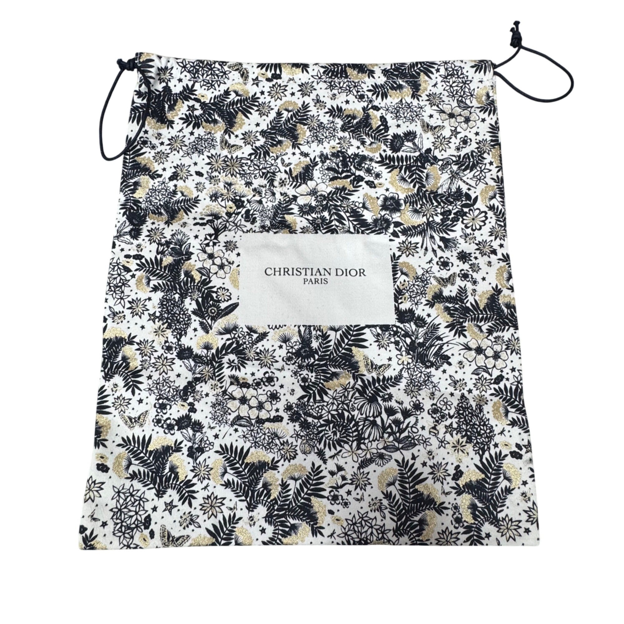 Christian Dior Paris Floral Holiday 2021 Drawstring Pouch Dust Bag Gold & Black