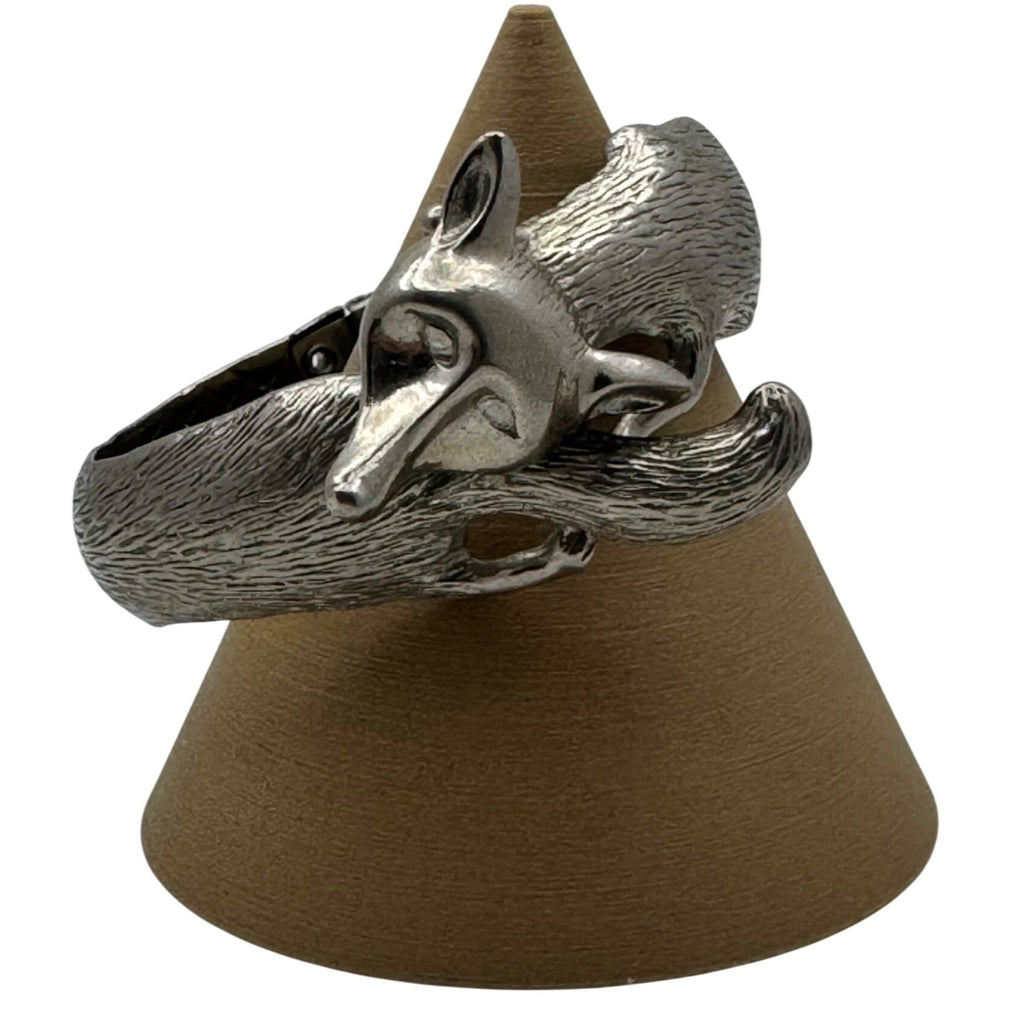 Castlecliff Fox Clamper Bracelet Silver-Tone Cuff Bracelet Animal Statement