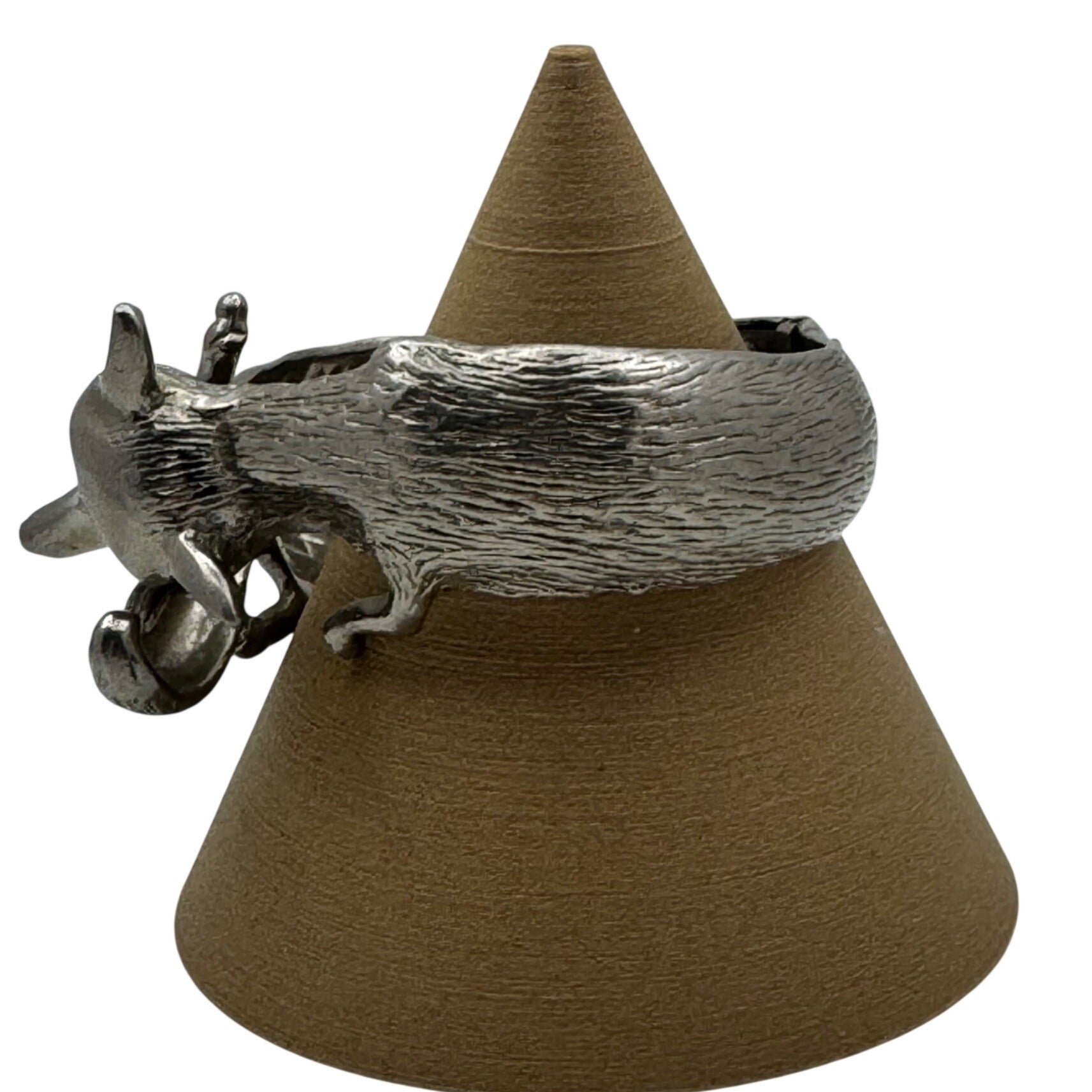 Castlecliff Fox Clamper Bracelet Silver-Tone Cuff Bracelet Animal Statement