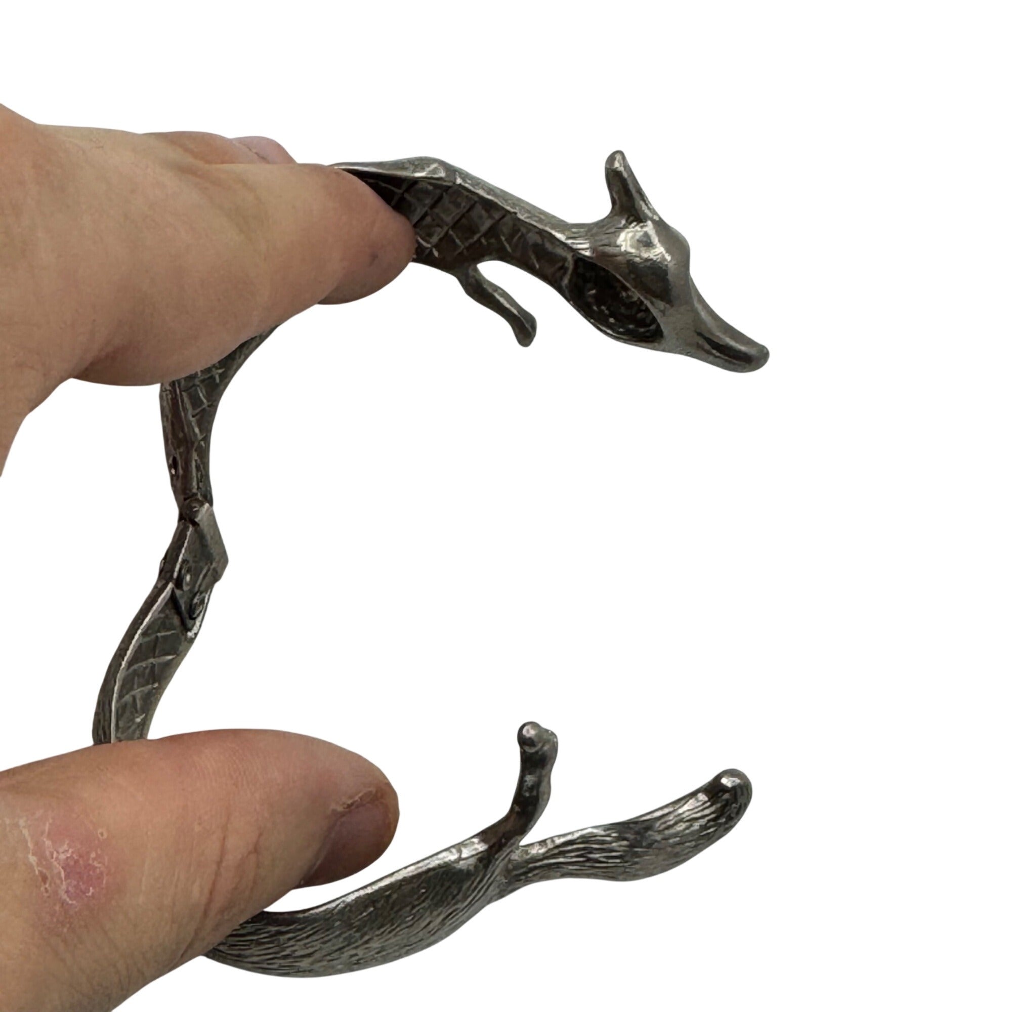 Castlecliff Fox Clamper Bracelet Silver-Tone Cuff Bracelet Animal Statement
