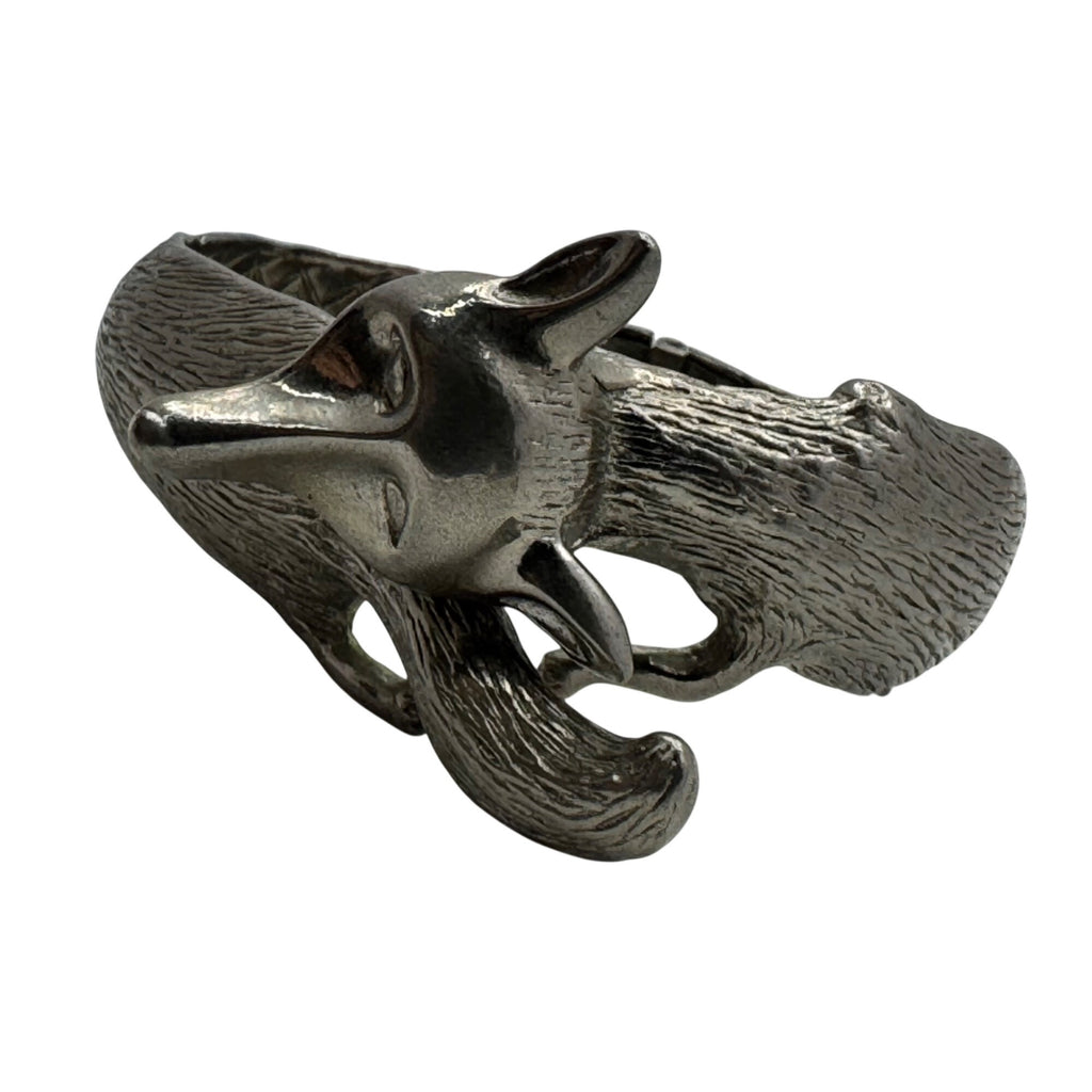 Castlecliff Fox Clamper Bracelet Silver-Tone Cuff Bracelet Animal Statement