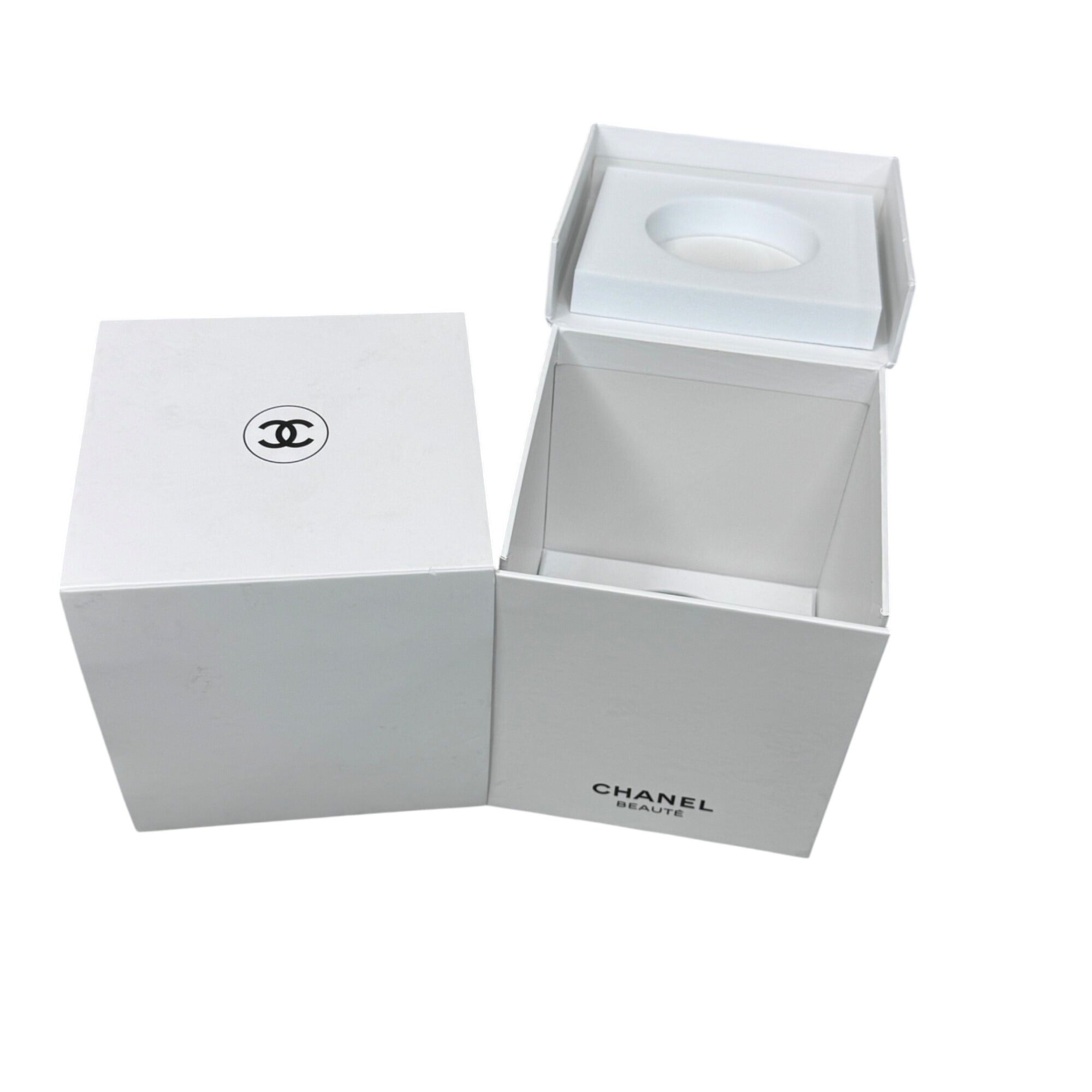 Chanel White Beauté Box 4.75x4.75x6 Storage Display Gift Authentic Hair Jewelry