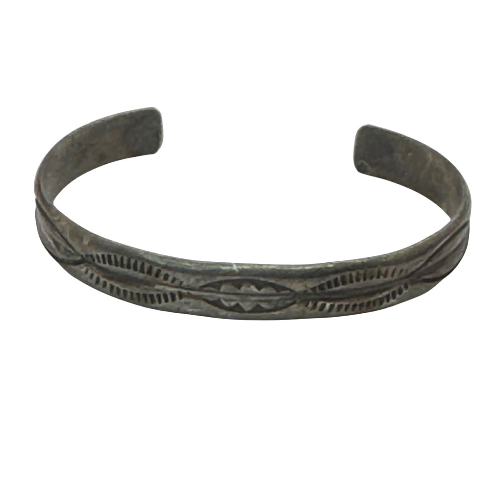 Vintage Hand Engraved Navajo Sterling Silver Open Cuff Bracelet Child Boy Girl