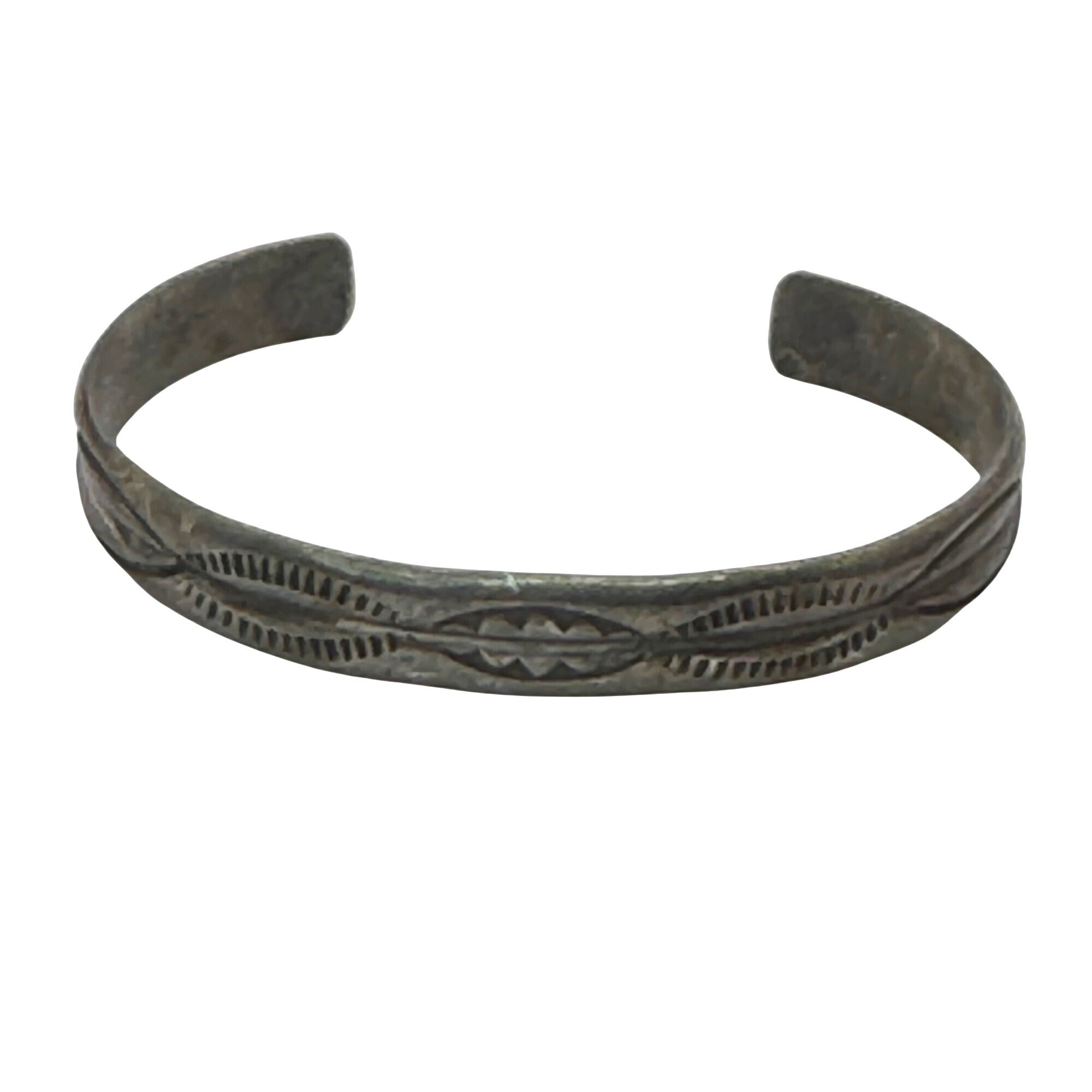 Vintage Hand Engraved Navajo Sterling Silver Open Cuff Bracelet Child Boy Girl