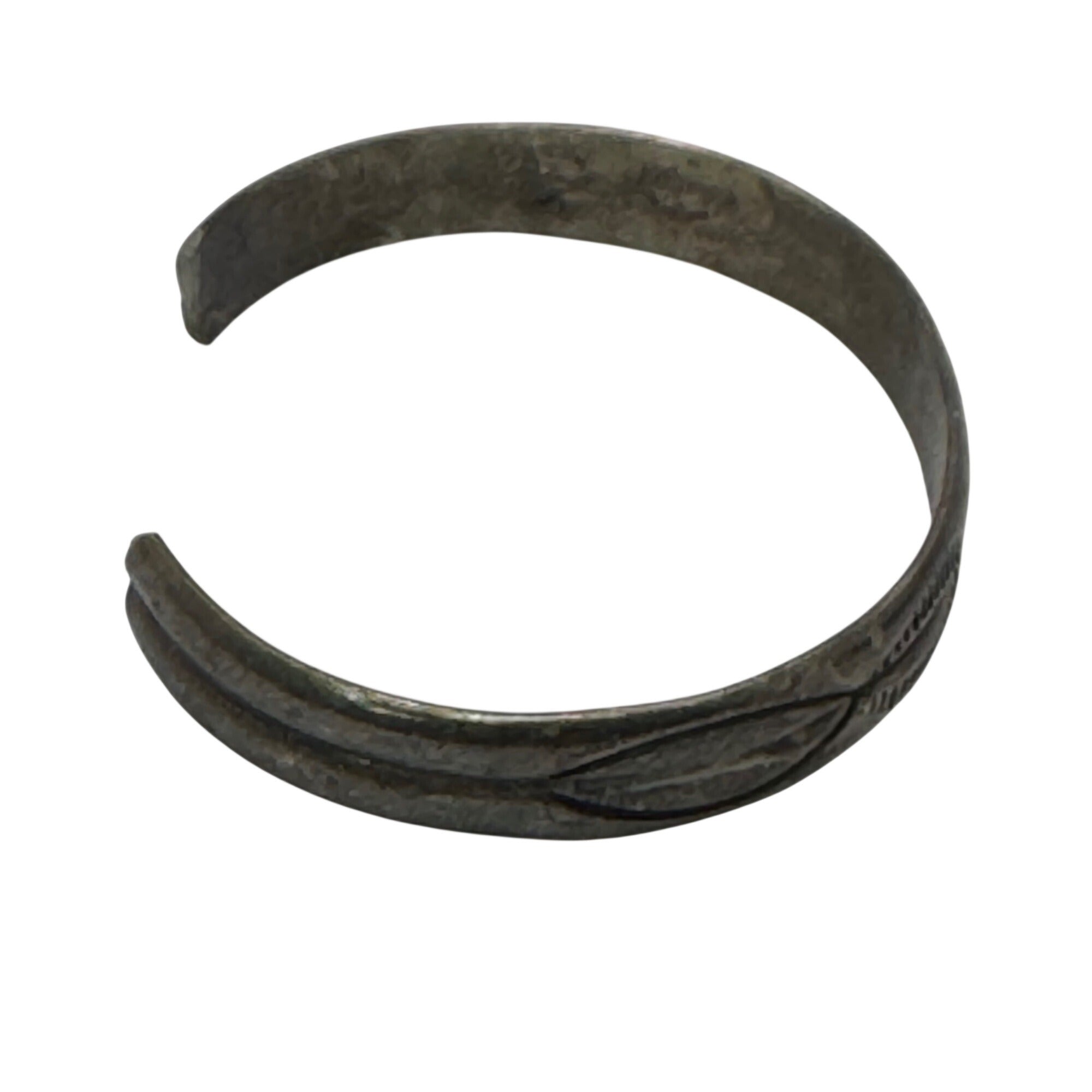 Vintage Hand Engraved Navajo Sterling Silver Open Cuff Bracelet Child Boy Girl