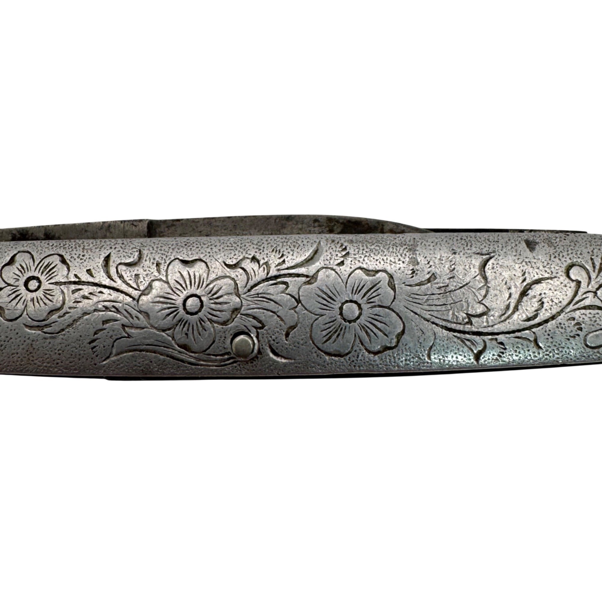 Vintage Thomaston Sterling Silver Floral Engraved Folding Pocket Fruit Knife 3"