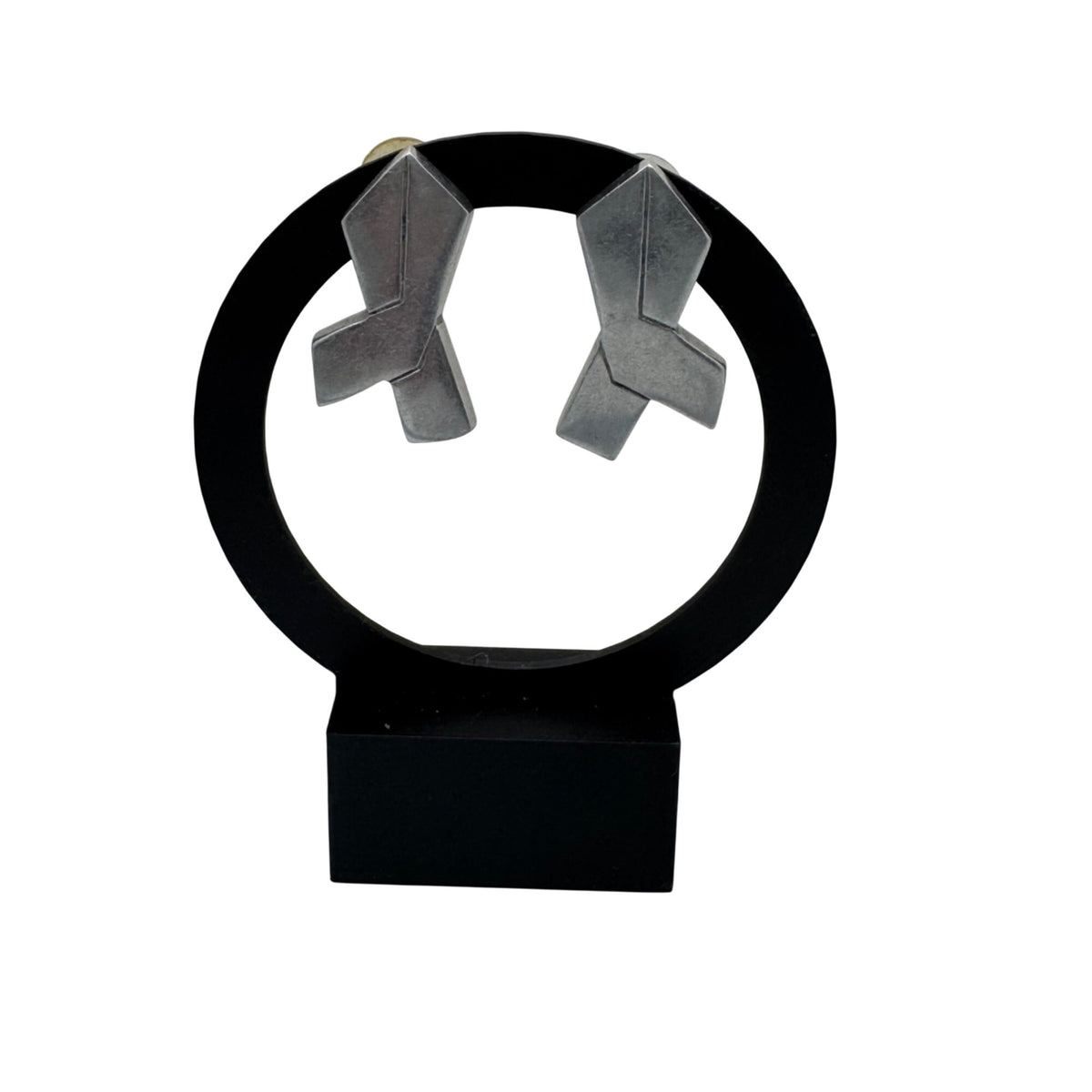 Glen Yank New York City Modernist Pewter Earrings Abstract Geometric 1980 Signed