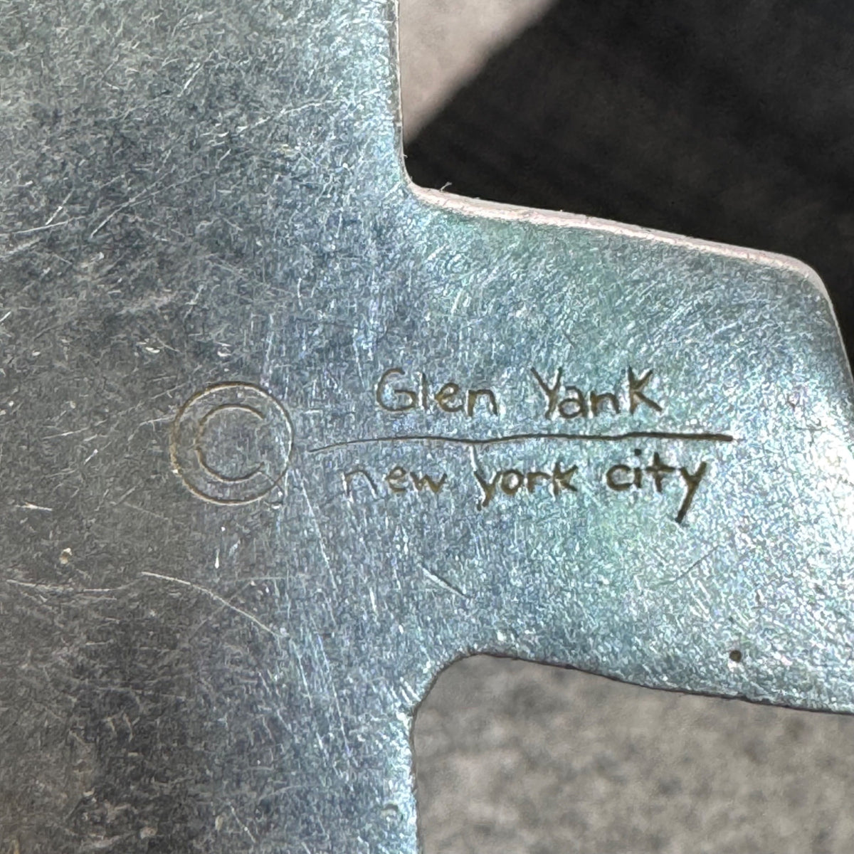 Glen Yank New York City Modernist Pewter Earrings Abstract Geometric 1980 Signed