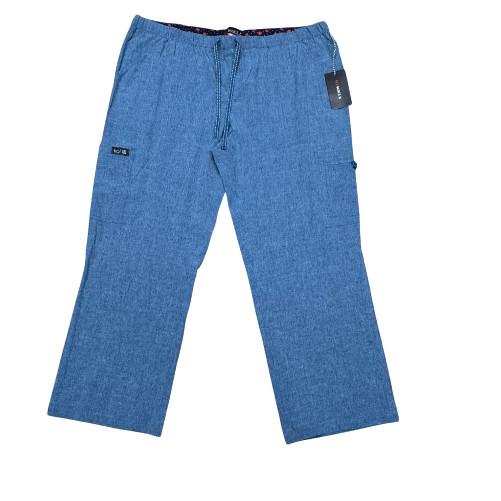 Koi Basics XL Blue Drawstring Elastic Waist Nursing Scrub Pants Pockets NEW