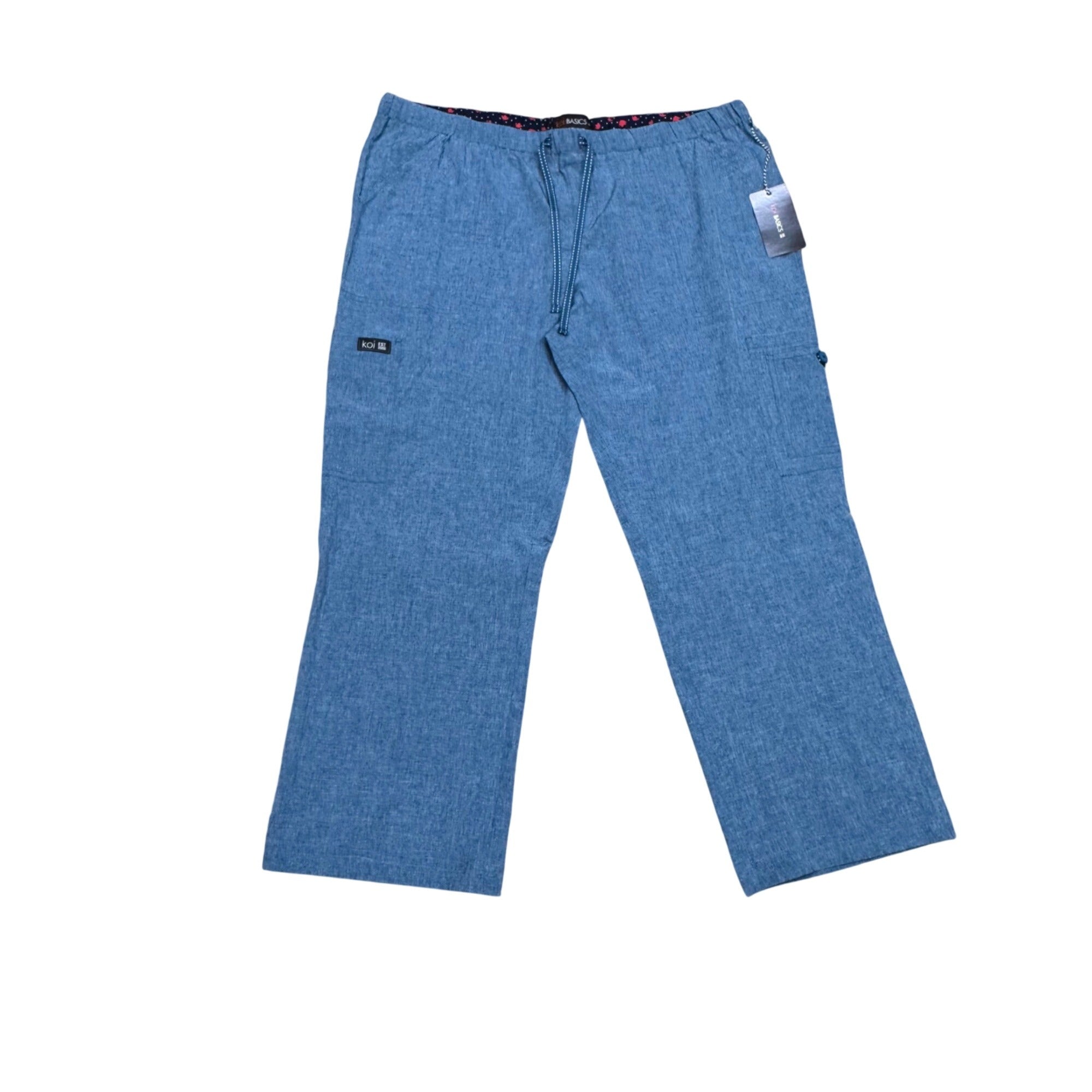 Koi Basics XL Blue Drawstring Elastic Waist Nursing Scrub Pants Pockets NEW