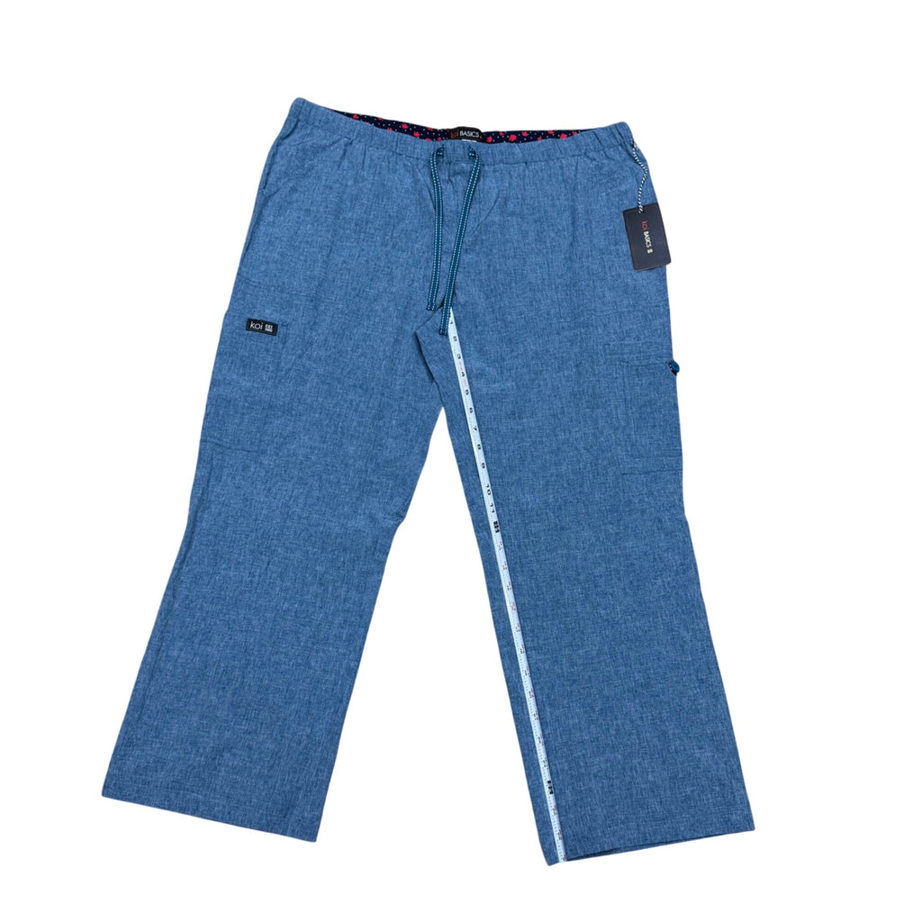 Koi Basics XL Blue Drawstring Elastic Waist Nursing Scrub Pants Pockets NEW