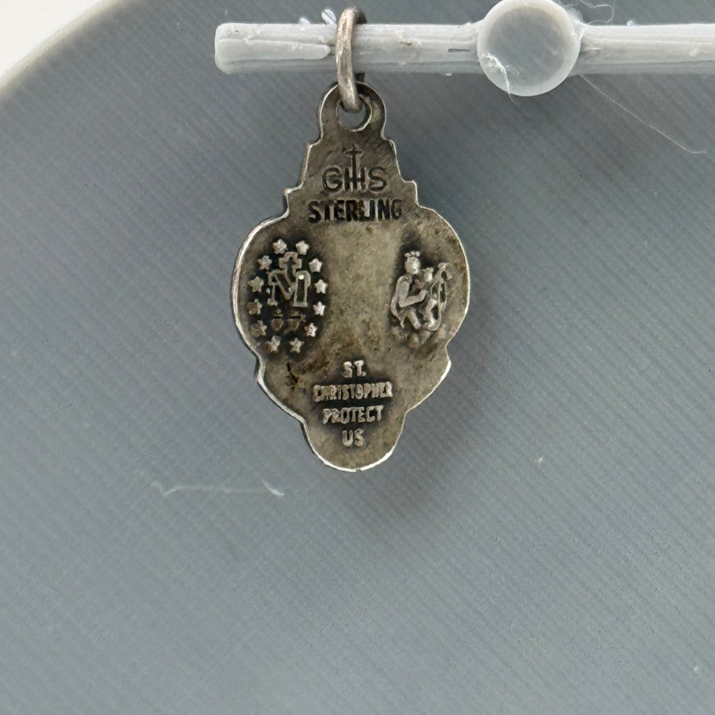CHS 4 Way Catholic Sterling Silver Scapular Medal Pendant Religious Charm Vtg