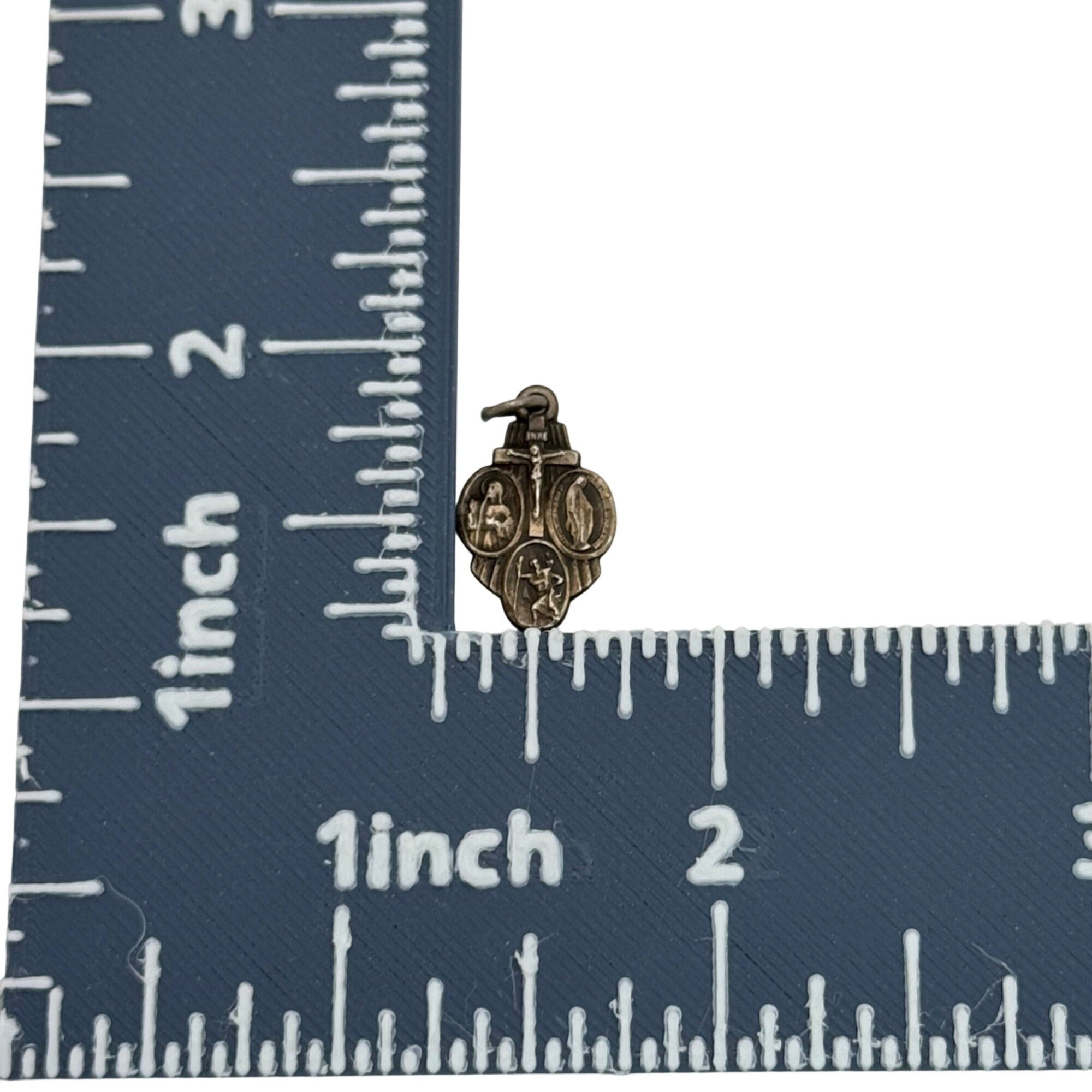 CHS 4 Way Catholic Sterling Silver Scapular Medal Pendant Religious Charm Vtg