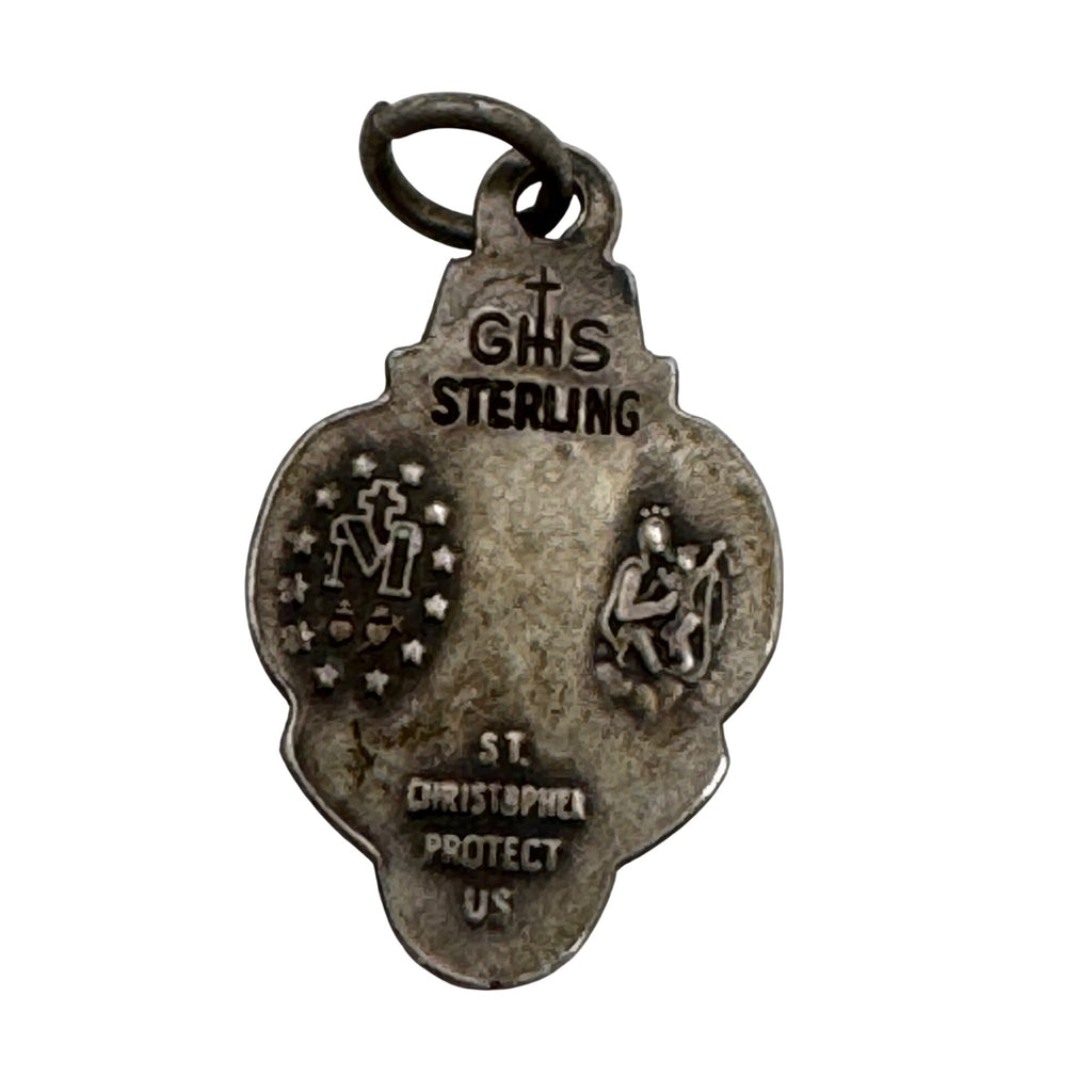 CHS 4 Way Catholic Sterling Silver Scapular Medal Pendant Religious Charm Vtg