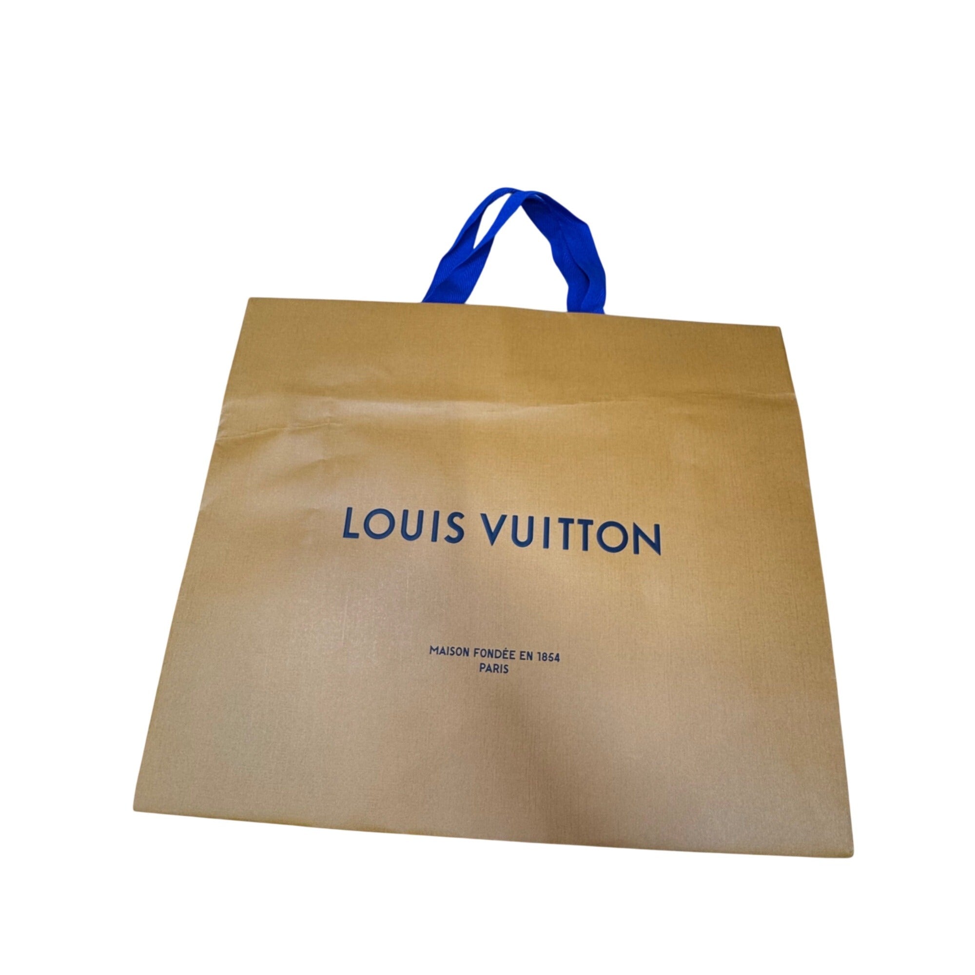 Louis Vuitton Orange Shopping Bag Tote Gift Authentic Large Blue Handles 16x13