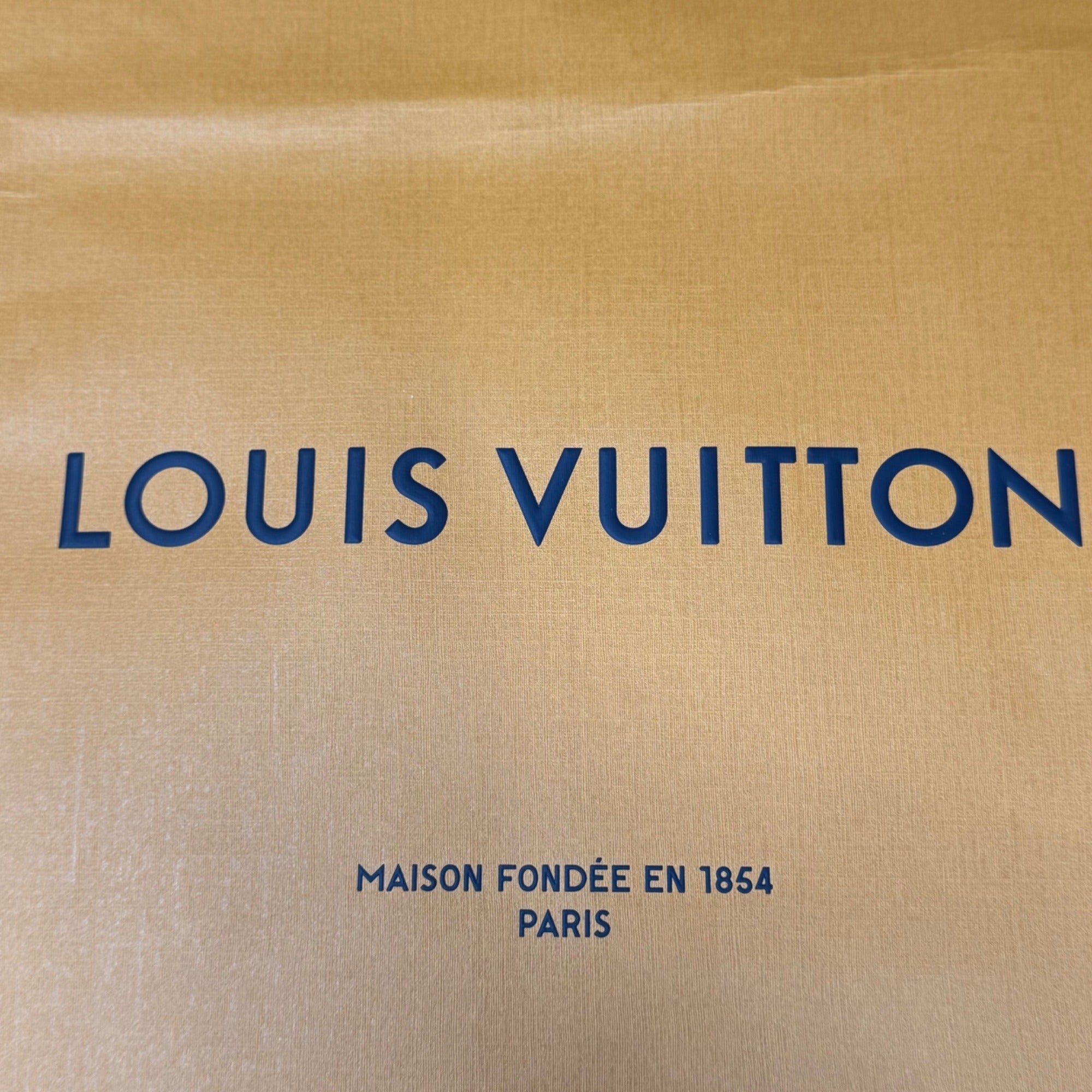 Louis Vuitton Orange Shopping Bag Tote Gift Authentic Large Blue Handles 16x13