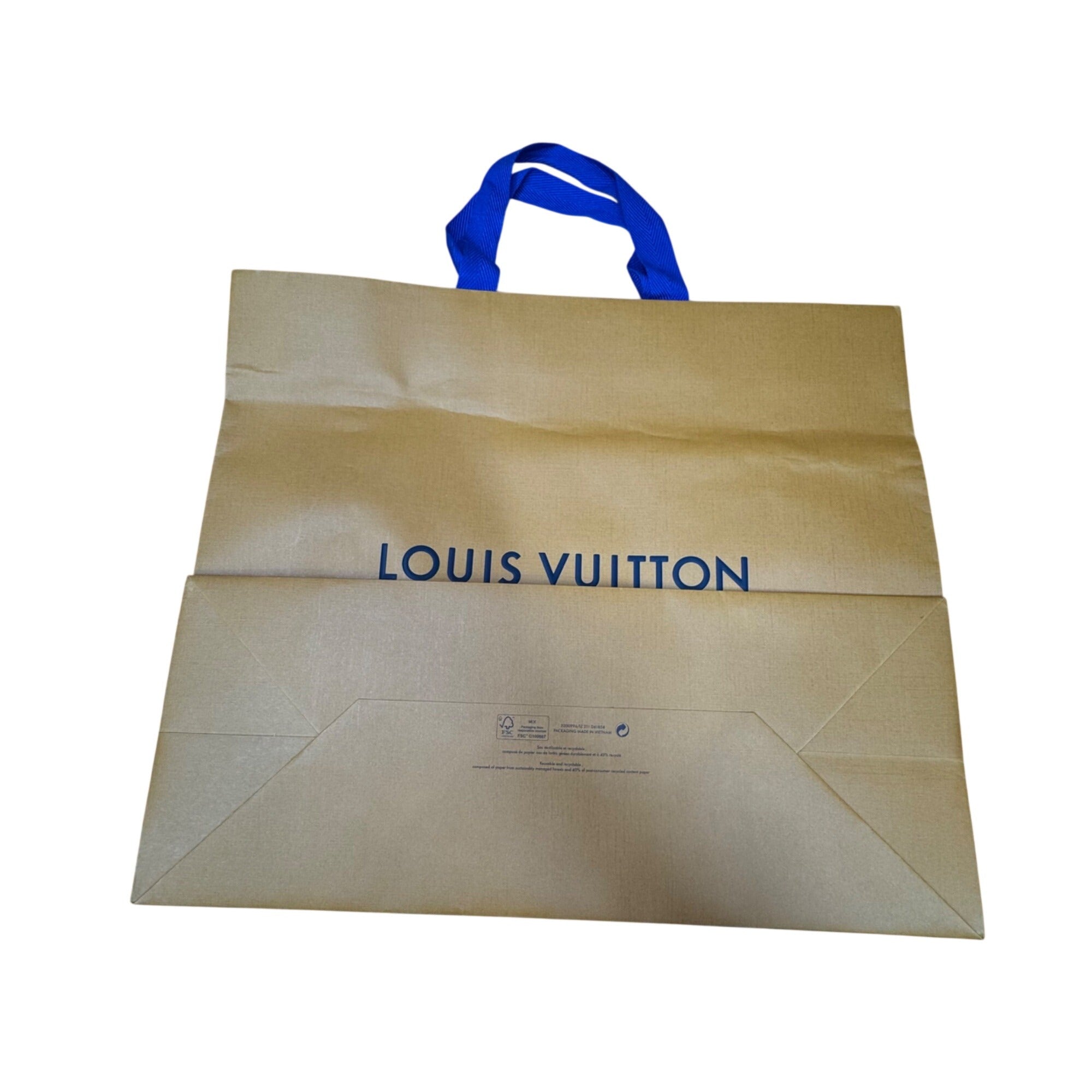 Louis Vuitton Orange Shopping Bag Tote Gift Authentic Large Blue Handles 16x13