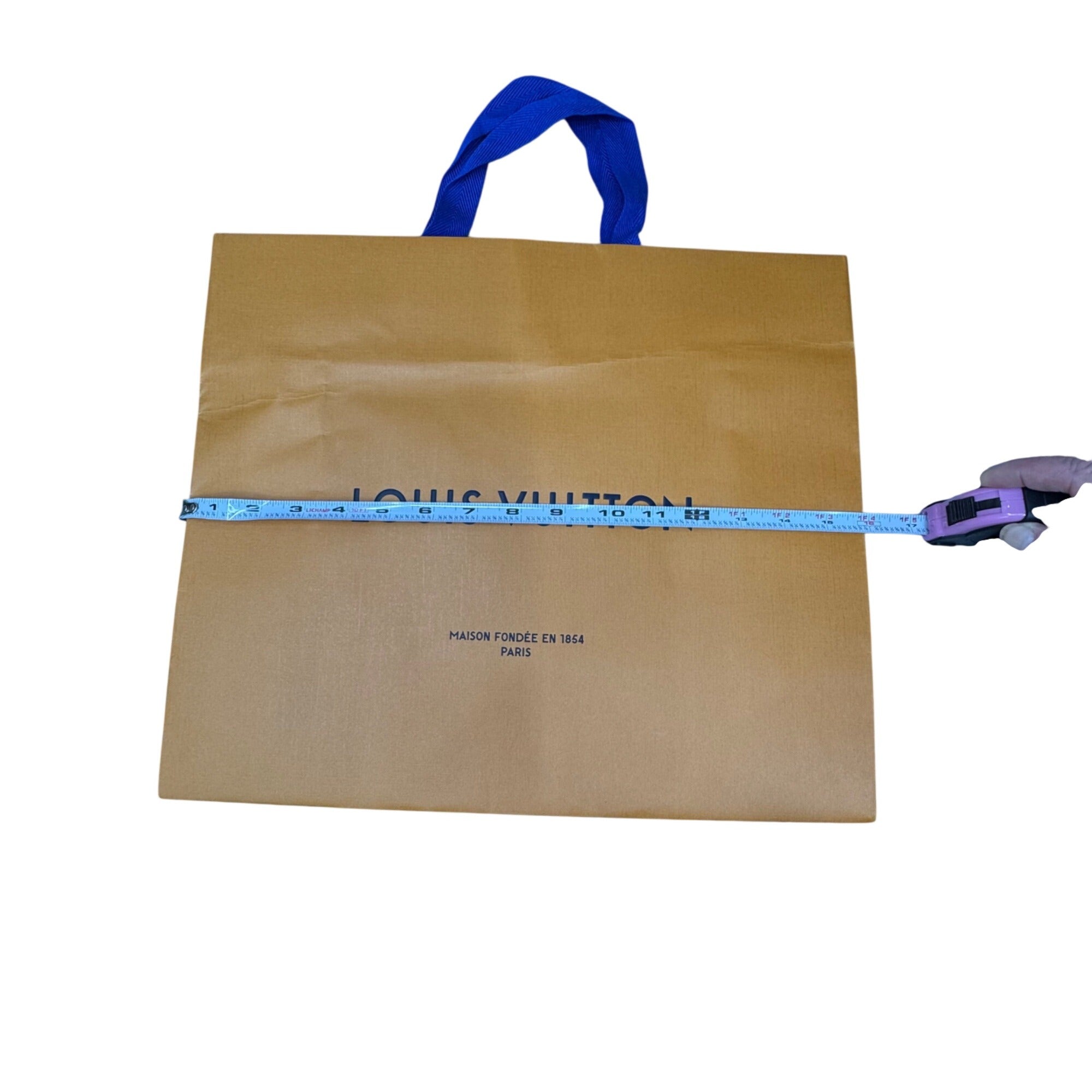Louis Vuitton Orange Shopping Bag Tote Gift Authentic Large Blue Handles 16x13