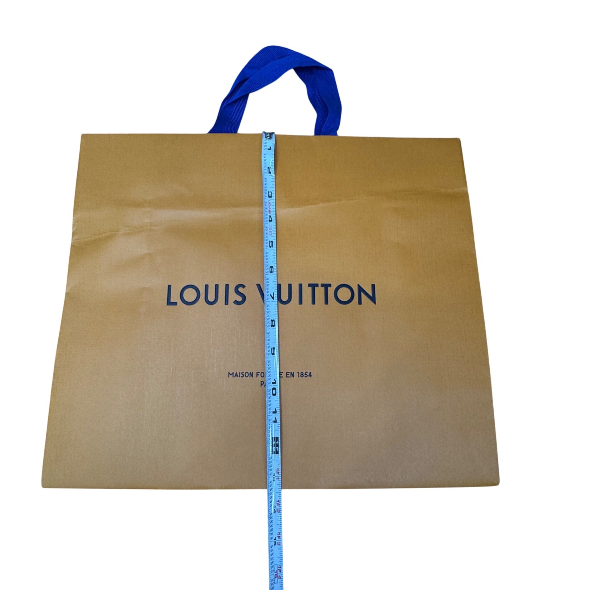 Louis Vuitton Orange Shopping Bag Tote Gift Authentic Large Blue Handles 16x13