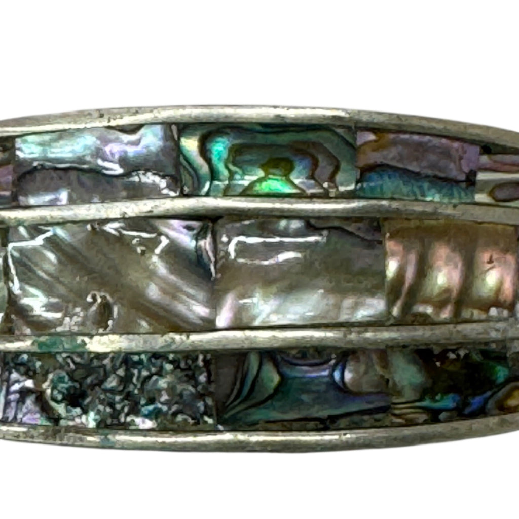 Alpaca Mexico Inlay Abalone MOP Mother Of Pearl Hair Barrette Clip 4.5" Vintage