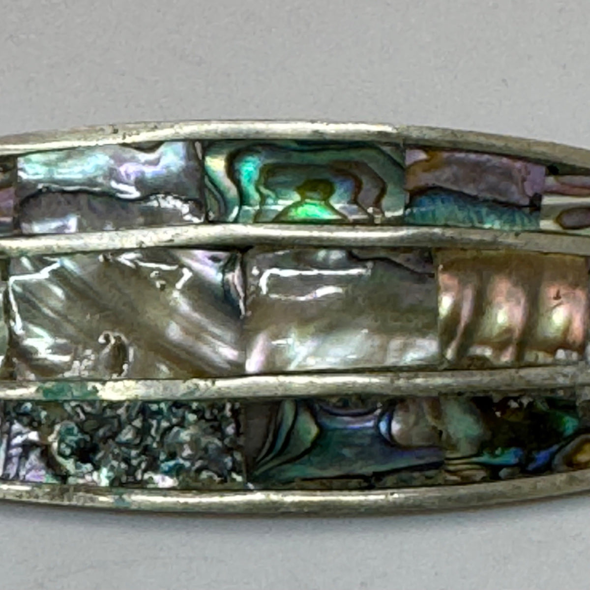 Alpaca Mexico Inlay Abalone MOP Mother Of Pearl Hair Barrette Clip 4.5" Vintage
