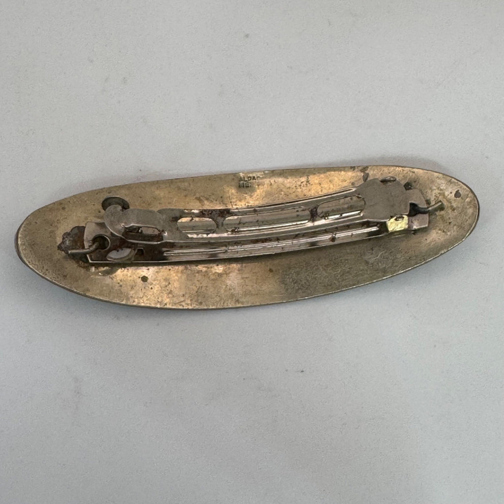 Alpaca Mexico Inlay Abalone MOP Mother Of Pearl Hair Barrette Clip 4.5" Vintage