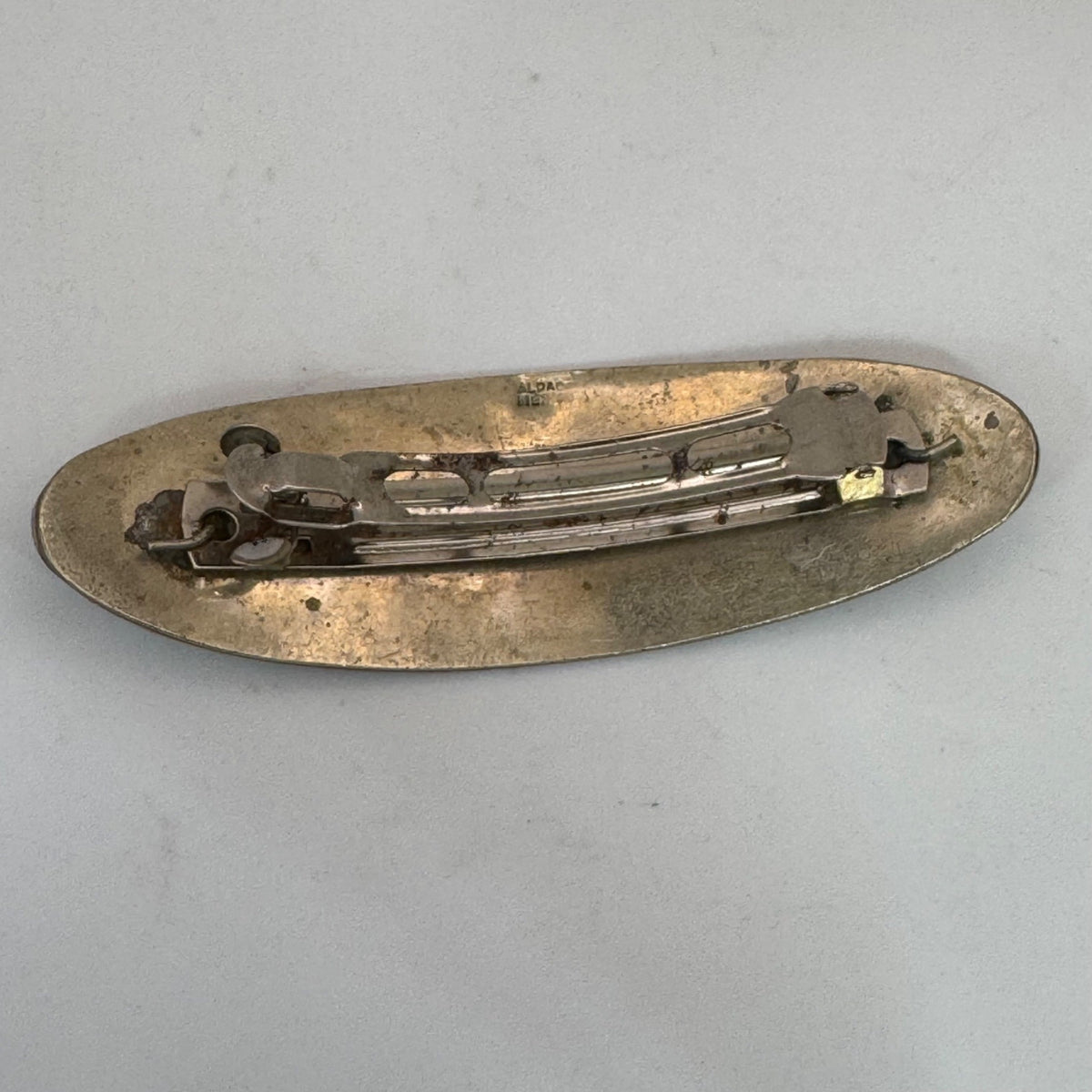 Alpaca Mexico Inlay Abalone MOP Mother Of Pearl Hair Barrette Clip 4.5" Vintage