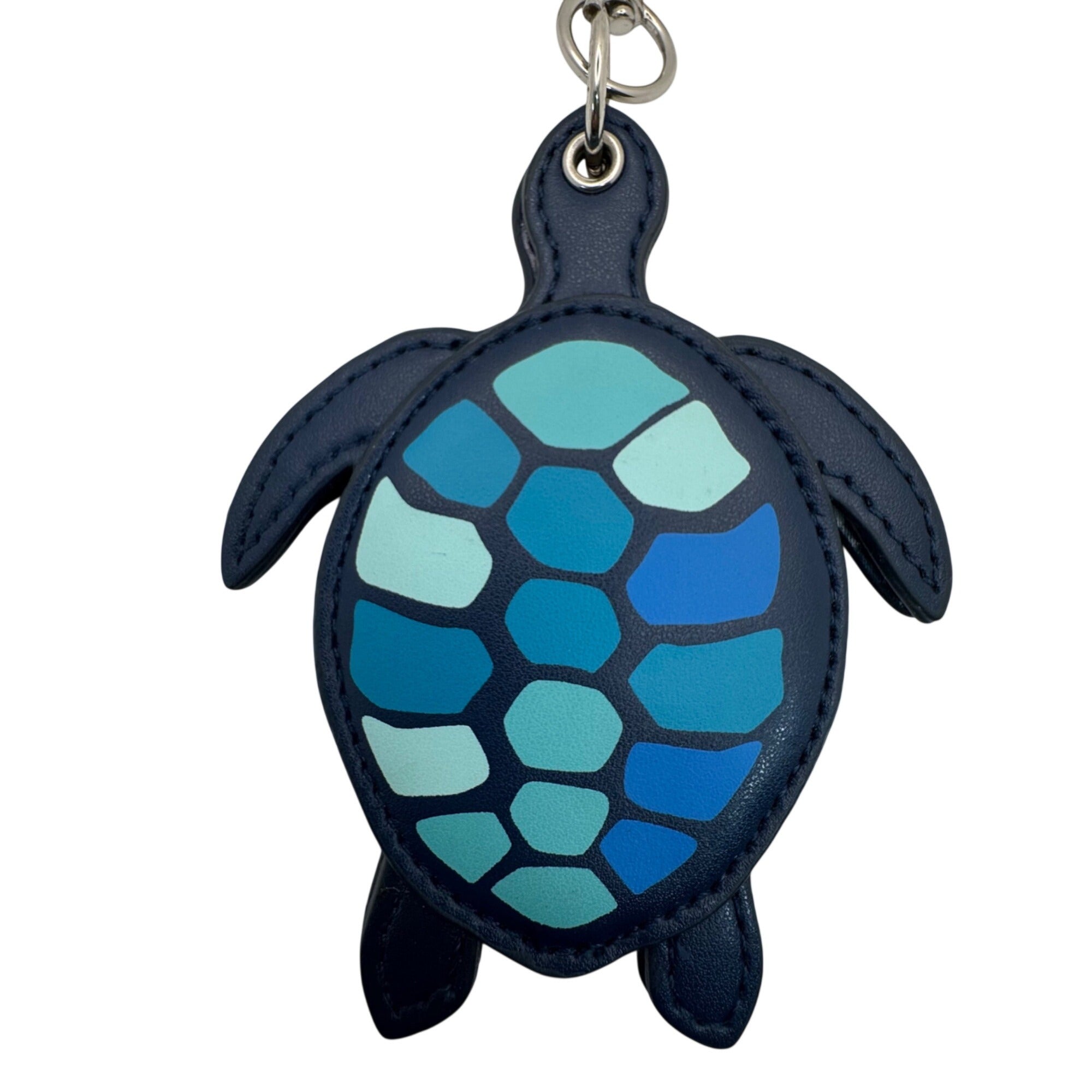 Vera Bradley Sea Turtle Keychain Charm Mirror Blue Gradient Faux Leather 4" NEW