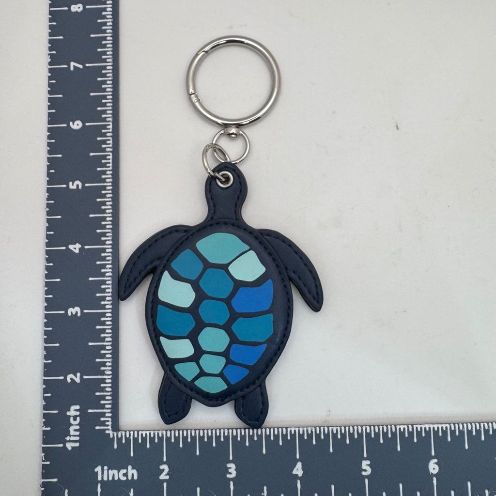 Vera Bradley Sea Turtle Keychain Charm Mirror Blue Gradient Faux Leather 4" NEW