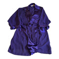 Victoria's Secret Medium Purple Satin Feel Short Gold Label Robe Vtg Housecoat