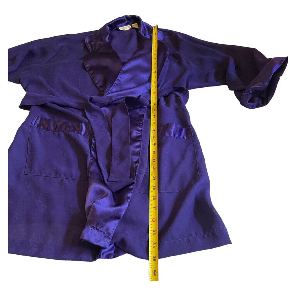 Victoria's Secret Medium Purple Satin Feel Short Gold Label Robe Vtg Housecoat