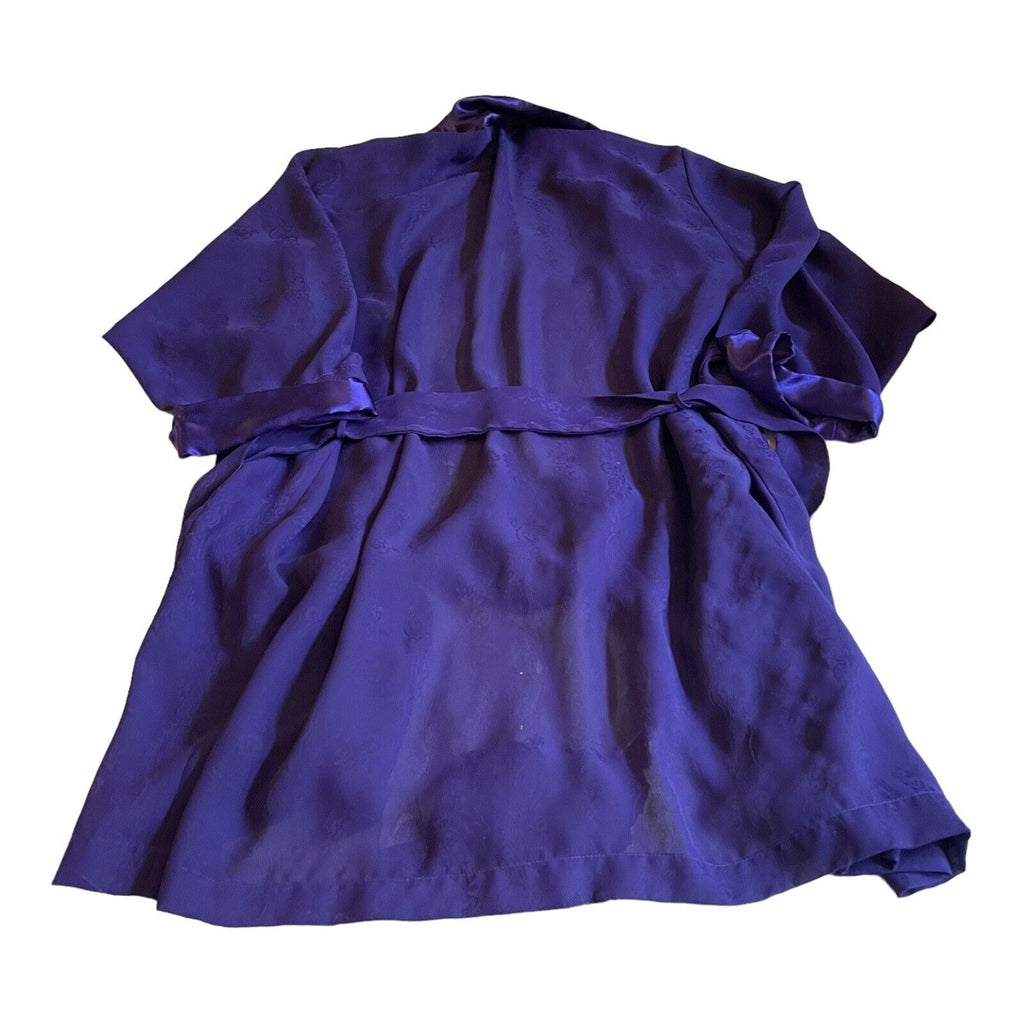Victoria's Secret Medium Purple Satin Feel Short Gold Label Robe Vtg Housecoat