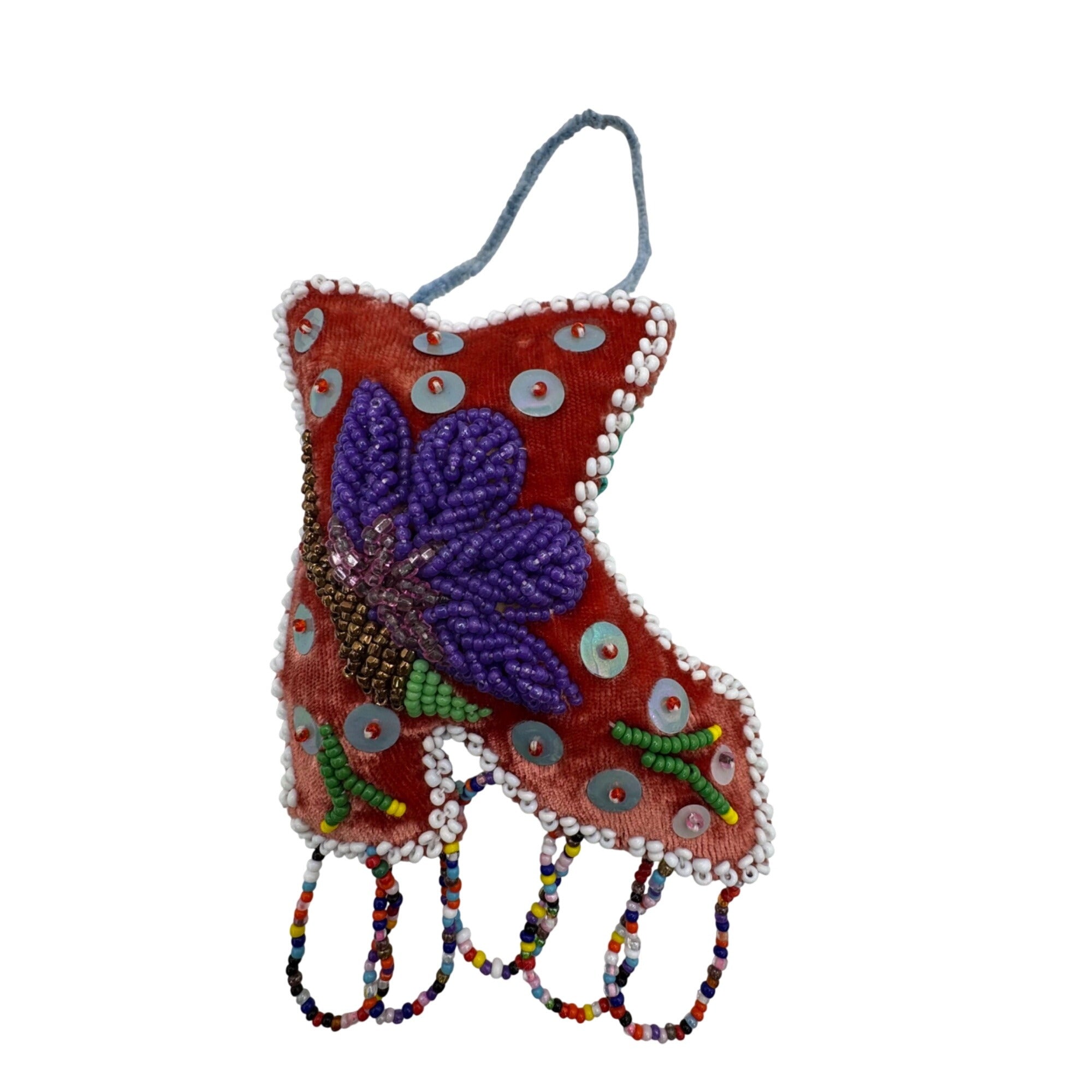 Iroquois Folk Art Beaded Whimsy Native American Beadwork Boot Shoe Pin Cushion