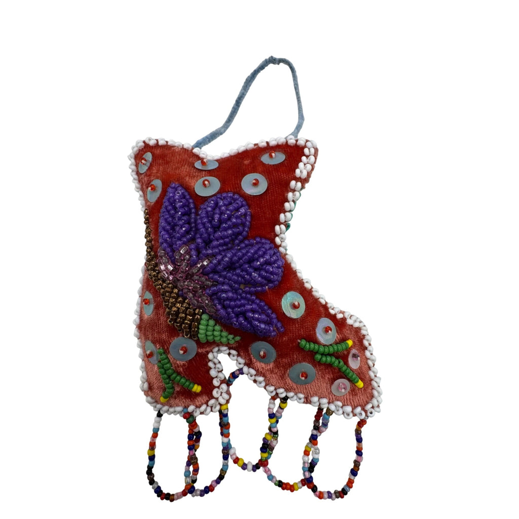 Iroquois Folk Art Beaded Whimsy Native American Beadwork Boot Shoe Pin Cushion