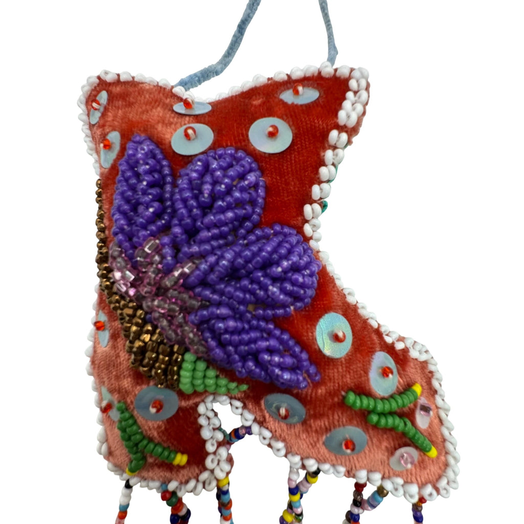 Iroquois Folk Art Beaded Whimsy Native American Beadwork Boot Shoe Pin Cushion