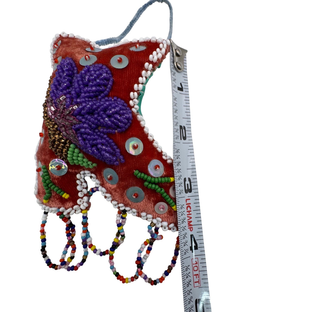 Iroquois Folk Art Beaded Whimsy Native American Beadwork Boot Shoe Pin Cushion