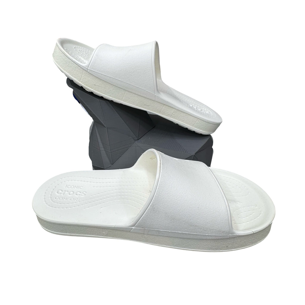 Crocs Unisex White Slide Sandals Men 9 Women 11 Iconic Comfort Pool Shoes READ