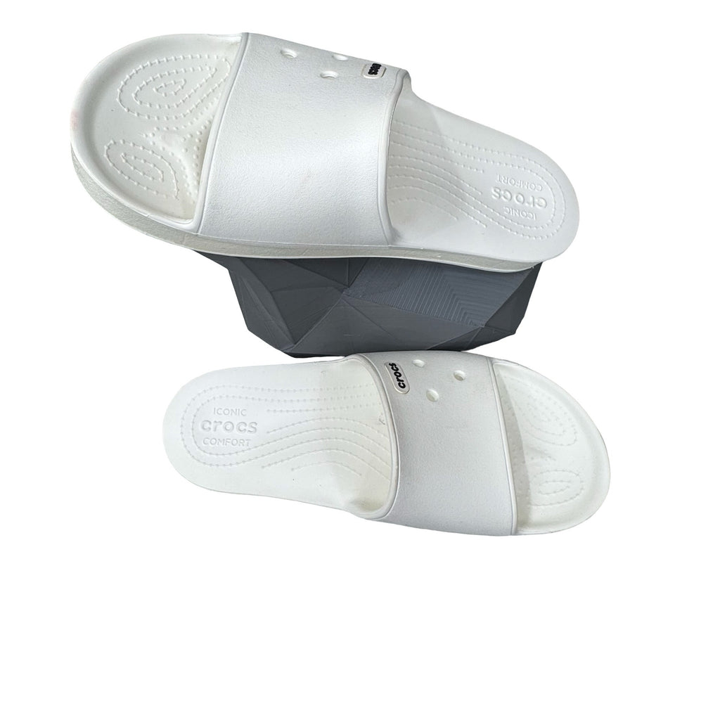 Crocs Unisex White Slide Sandals Men 9 Women 11 Iconic Comfort Pool Shoes READ