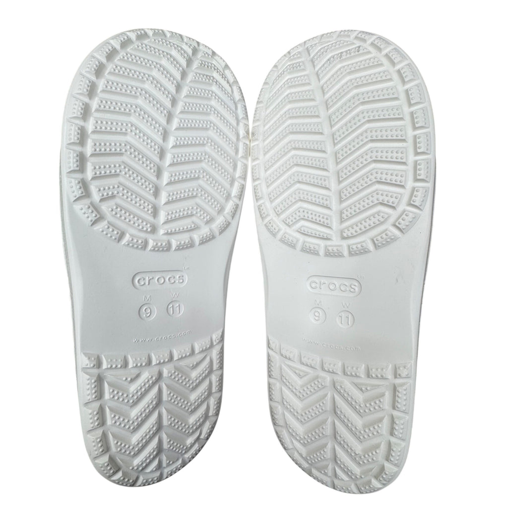 Crocs Unisex White Slide Sandals Men 9 Women 11 Iconic Comfort Pool Shoes READ