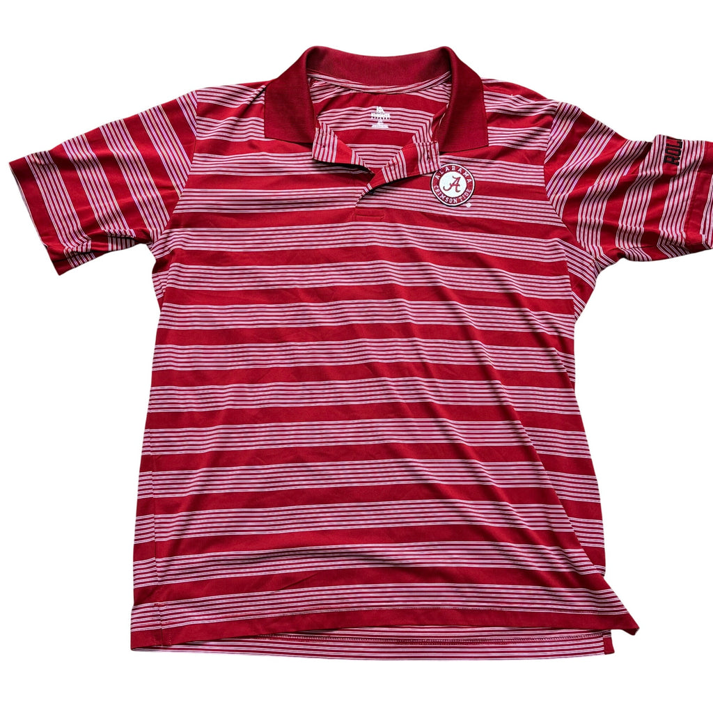University Of Alabama Polo Shirt Size L Red White Striped Crimson Tide Football