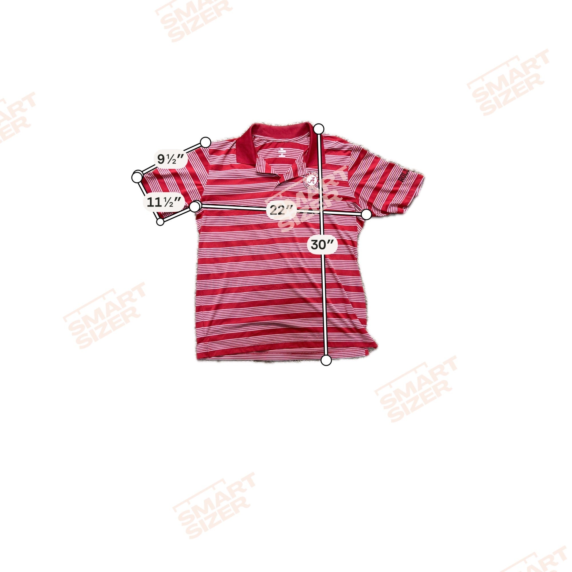 University Of Alabama Polo Shirt Size L Red White Striped Crimson Tide Football