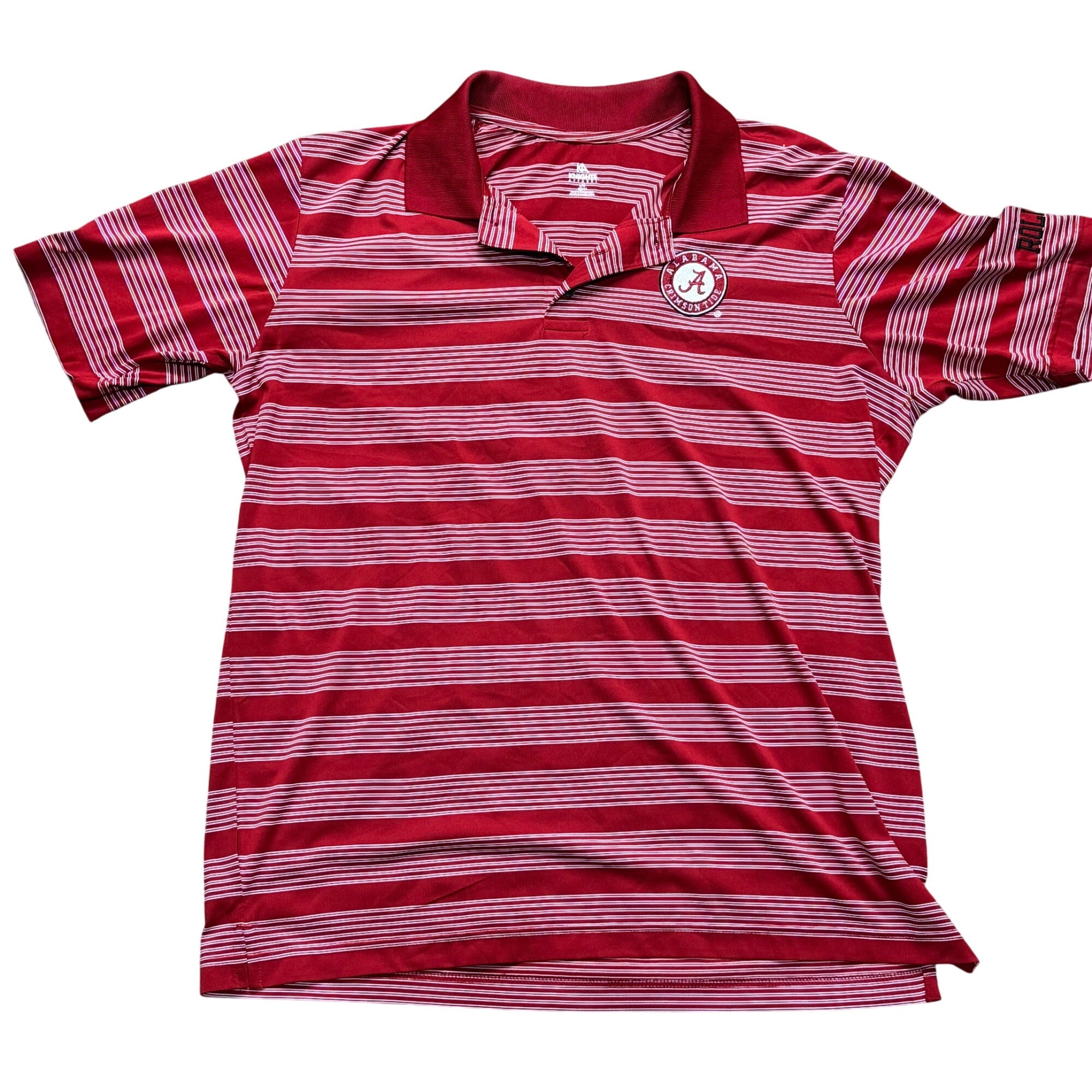 University Of Alabama Polo Shirt Size L Red White Striped Crimson Tide Football