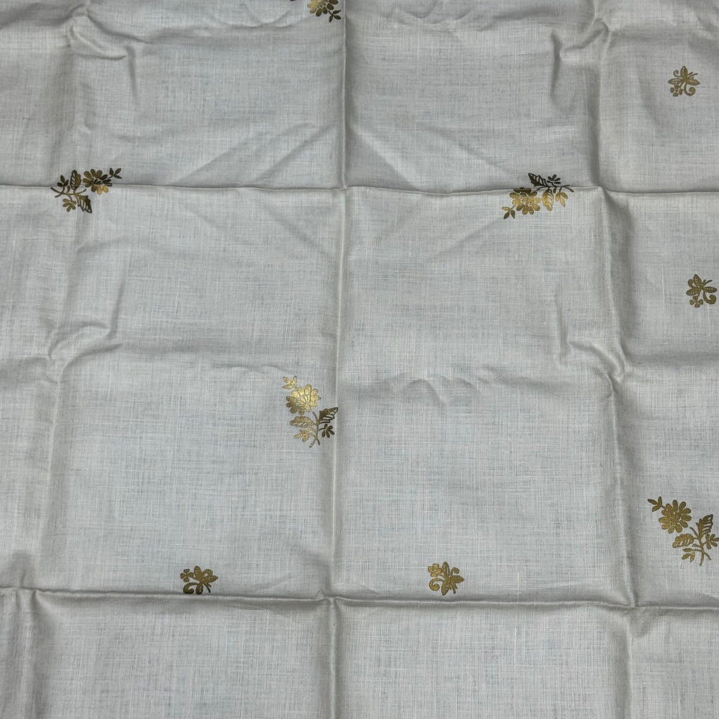 Parisian Prints Kismet Pure Linen 52" Square Tablecloth Gold Foil Floral Border