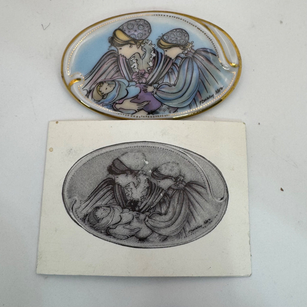 Lot Of 8 P. Buckley Moss Porcelain Membership Pins Brooches Signed Numbered Vtg