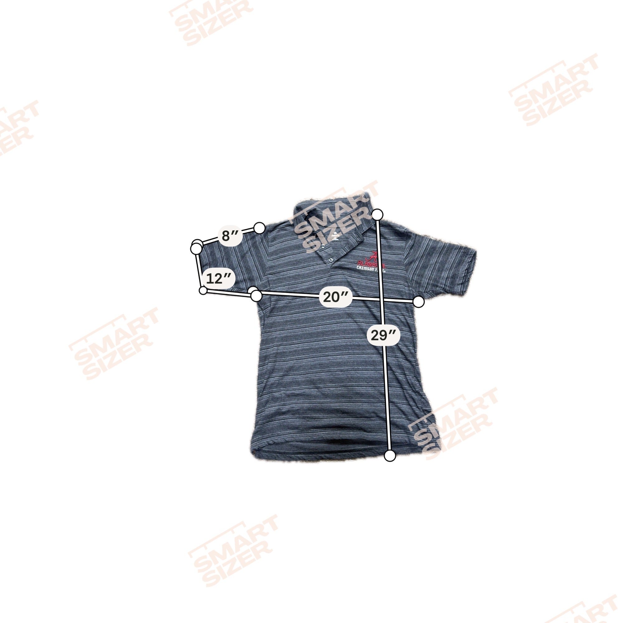 Alabama Crimson Tide  Polo Shirt L Gray Striped Mens Short Sleeve Embroidered