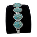 Vintage Claudia Agudelo Silver-Tone Turquoise Oval Cabochon Link Bracelet 7.5"