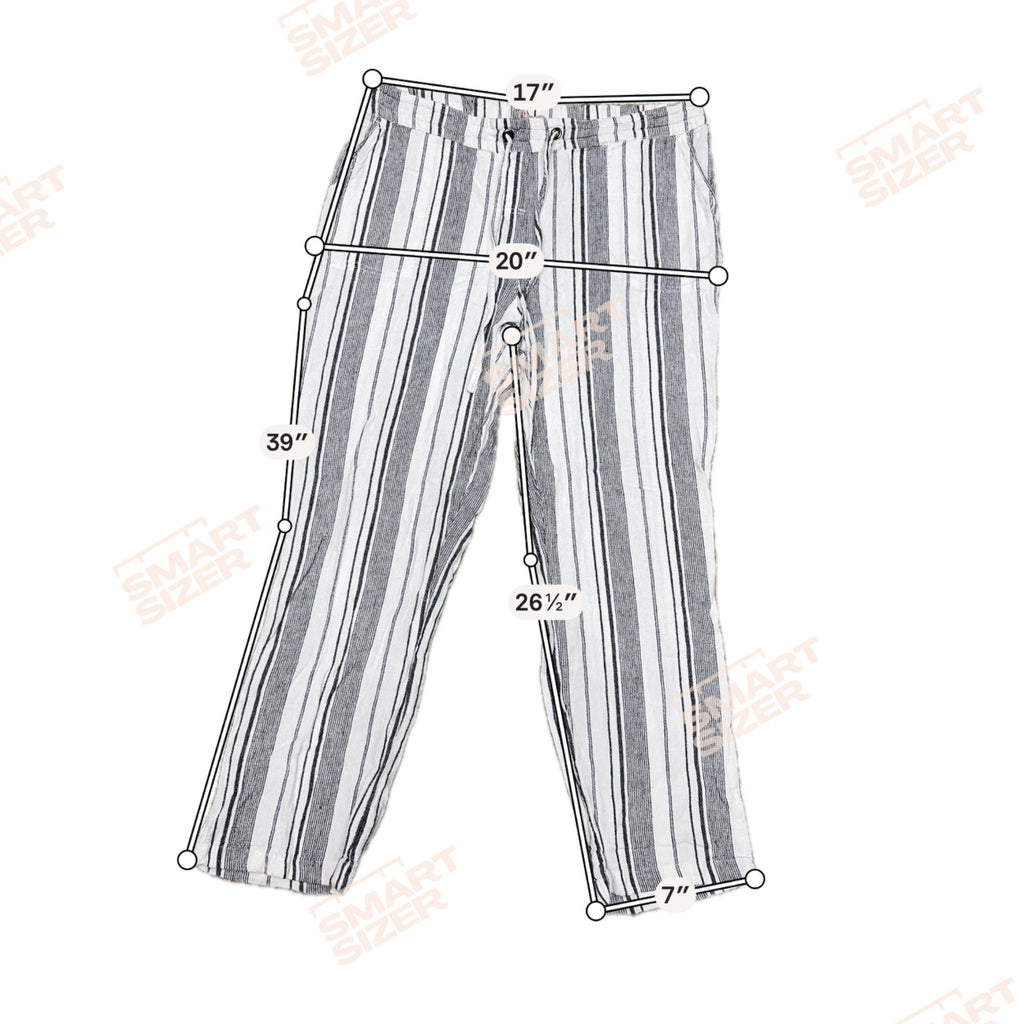 Per Se Womens Striped Linen-Blend Pants L Black & White Size Large Flare Leg