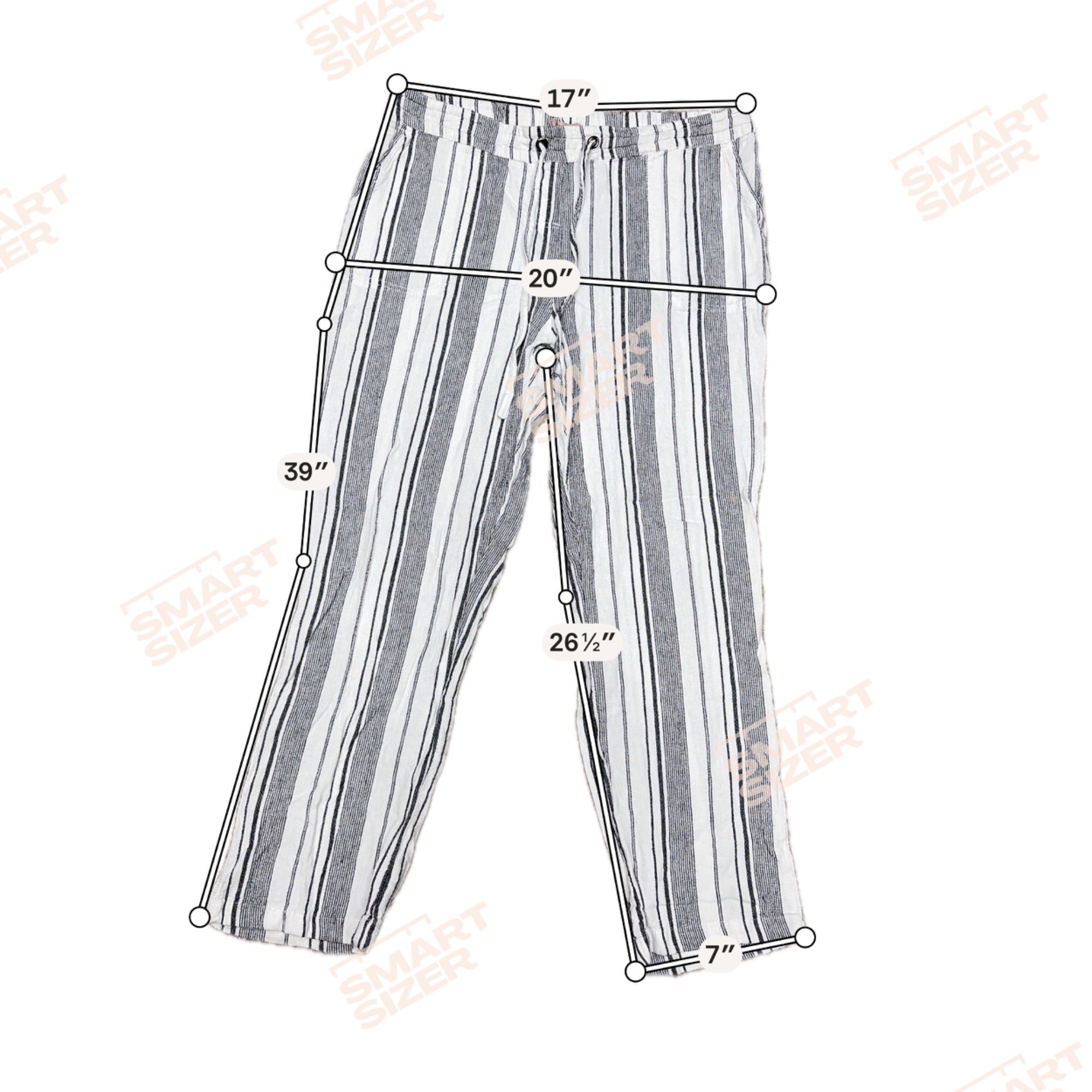 Per Se Womens Striped Linen-Blend Pants L Black & White Size Large Flare Leg