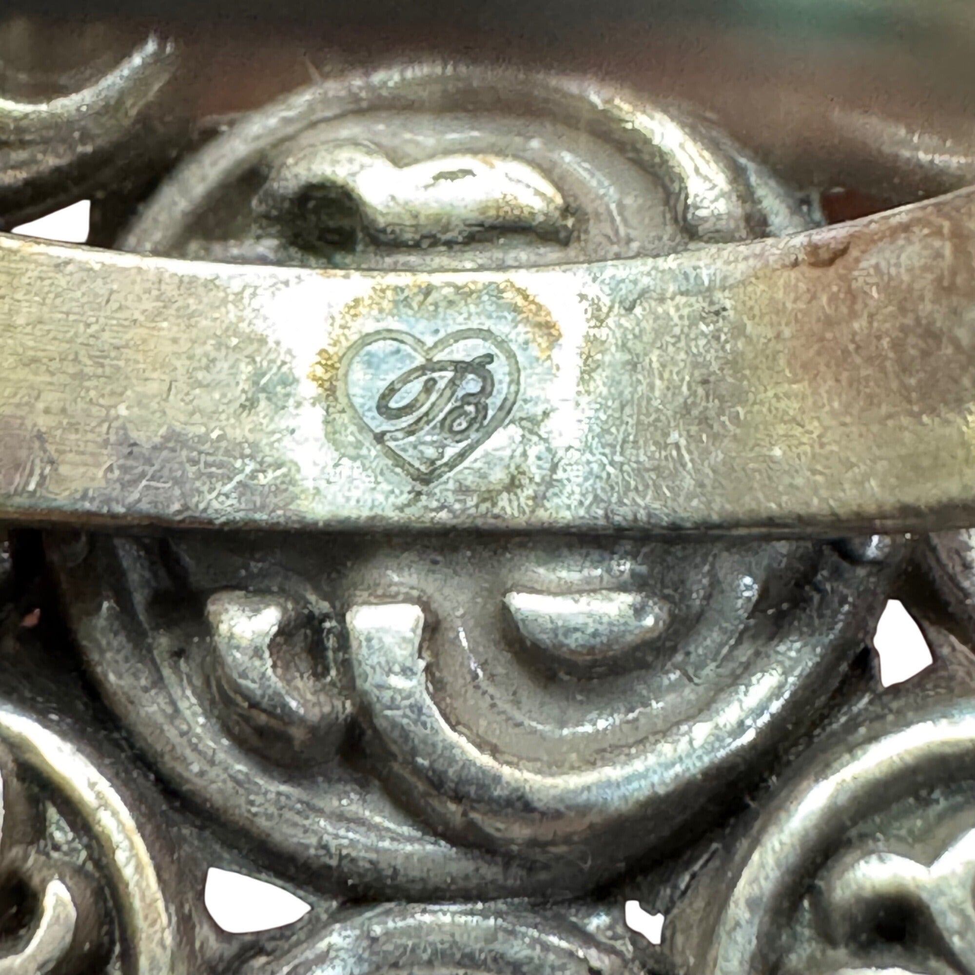 Brighton Silver Celtic Triskele Flower Statement Ring Swirl Ring Clear Crystals