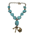 Patricia NashTurquoise Necklace Gold-Tone Lock & Key Charm Pendant 19" Southwest